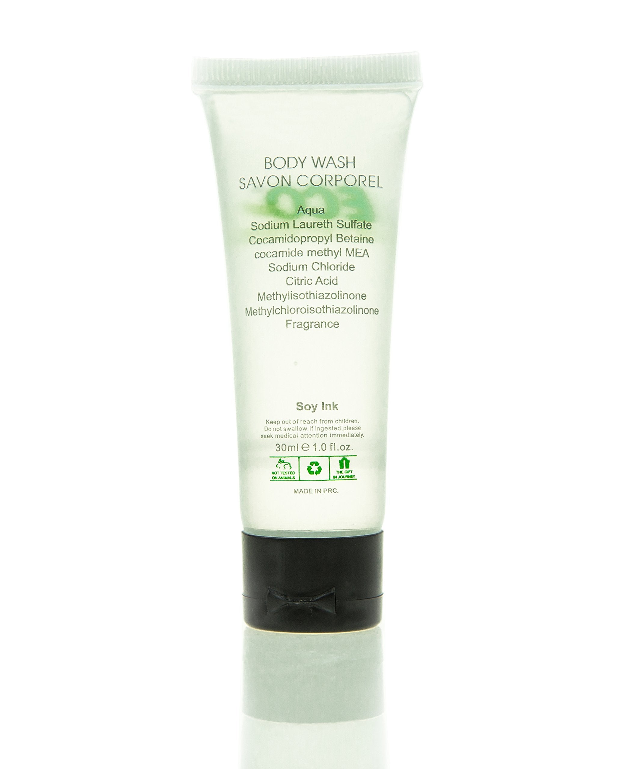 ECO Amenities Travel Size 1oz Body Wash (BULK 200 Pack) - 30ml Bulk Hotel Body Wash Supplies for Guests - Green Tea Scent Eco bo