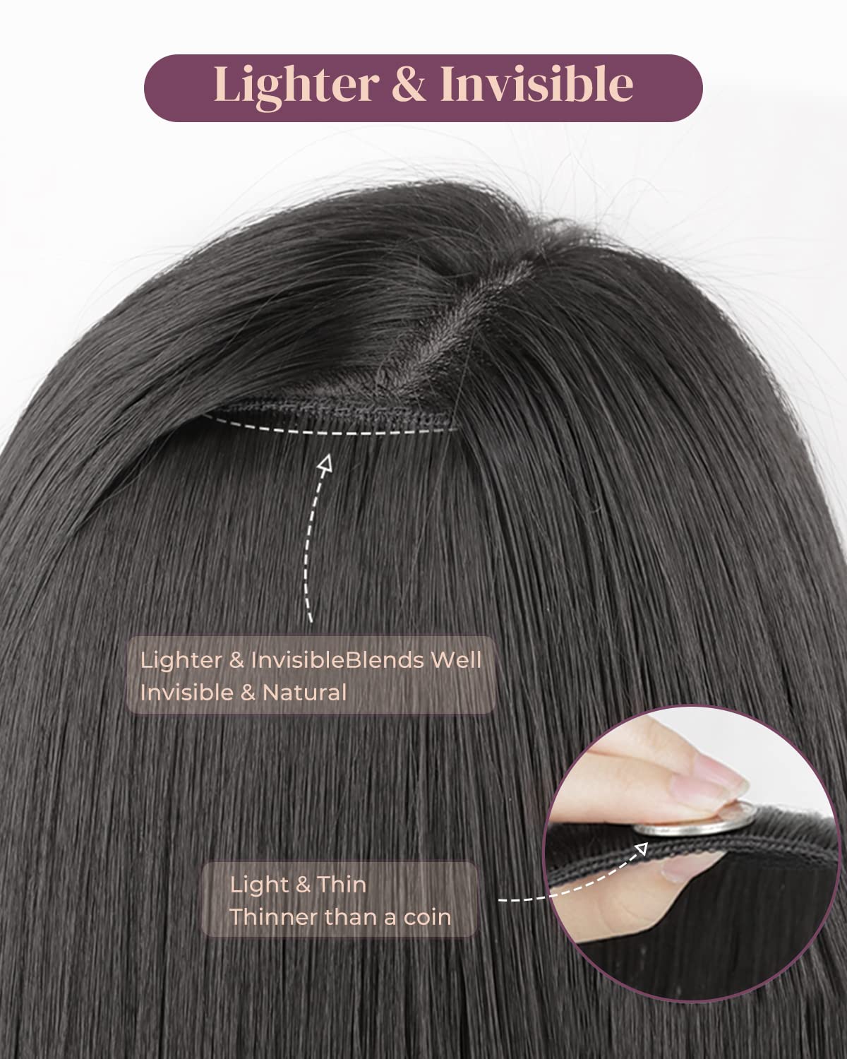Lonai 6Pcs Clip In Hair Extensions 24'' Black Brown Hair Extension Long Mermaid Waves Synthetic Clip On Hairpiece For Women