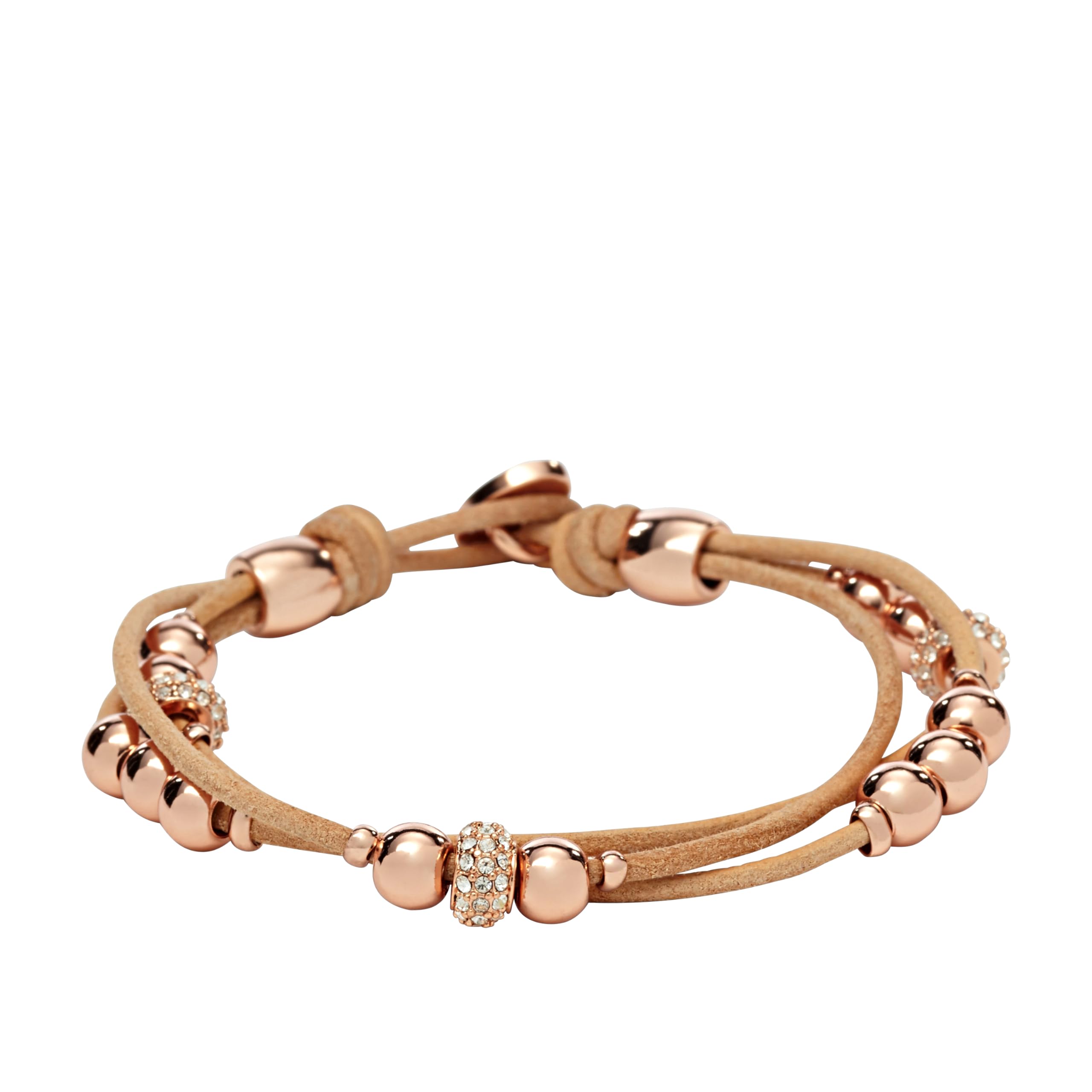 Fossil Womens Leather Bracelet, Color: Rose Gold/Tan (Model: JA6539791)