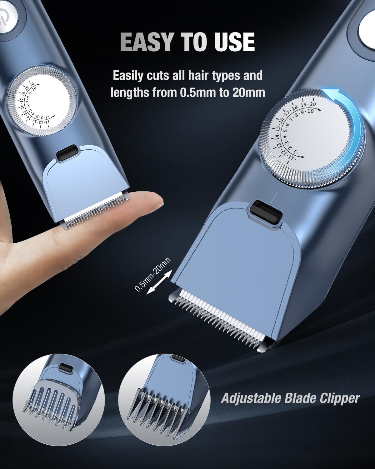 Sejoy Beard Trimmer For Men, Hair Trimmer For Men Cordless Hair Clipper For Mustache Body Hair Cutting Hair Clippers With Led Di