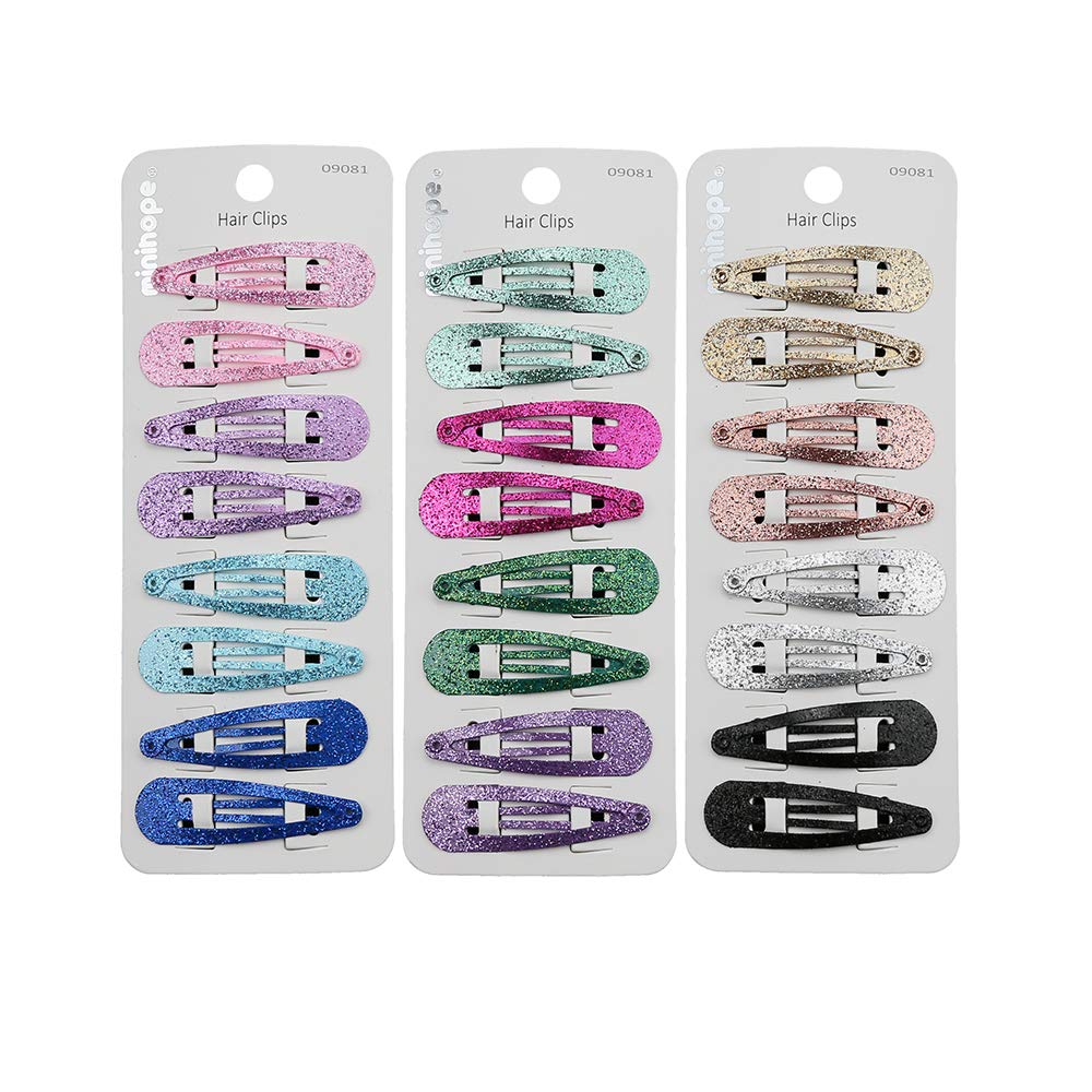 minihope snap hair clips for women.snap clips for grils,Surface metal flash powder,5cm,24 Count (Pack of 1)