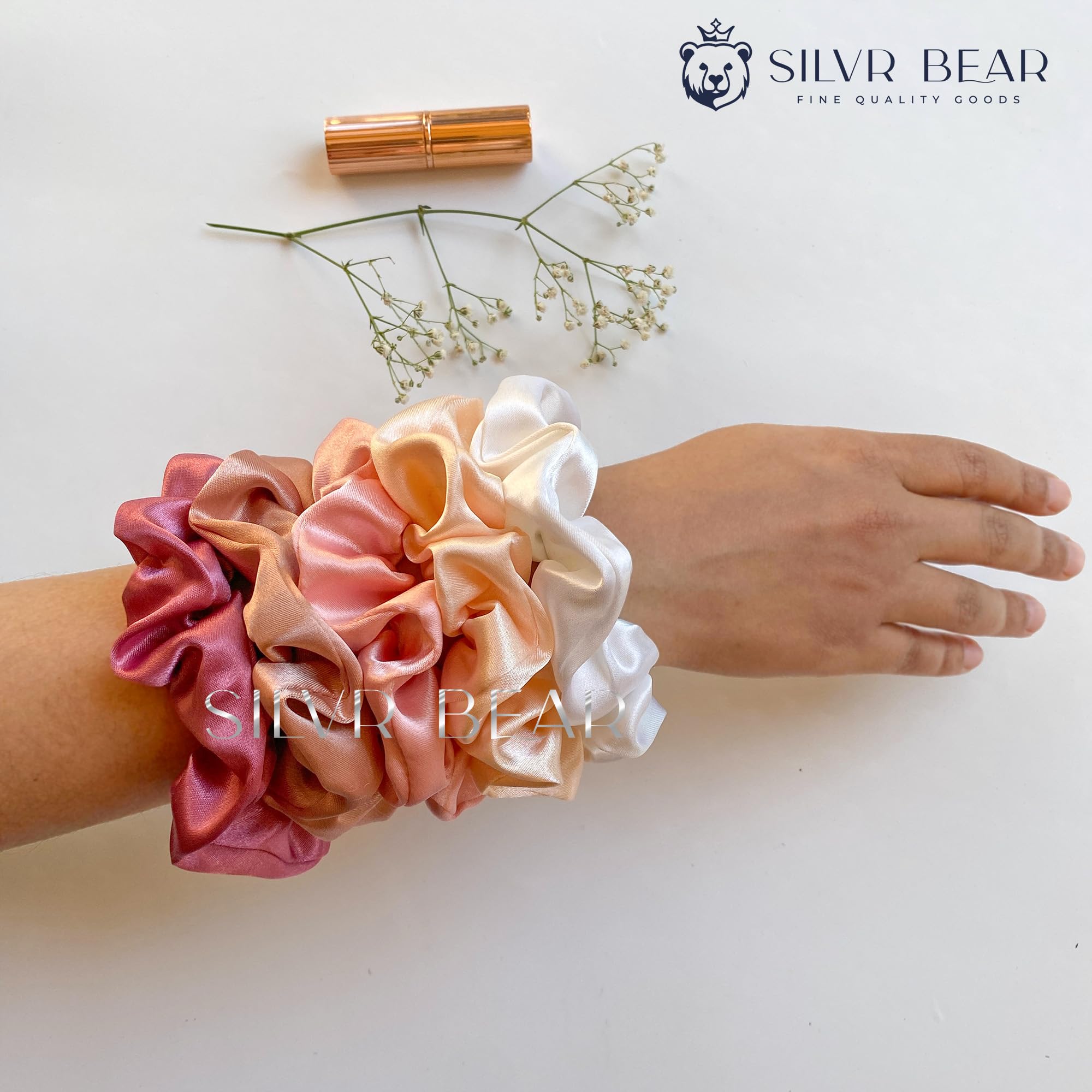 Silvr Bear Luxury Satin Scrunchies And Hair Ties, Softer Than Silk For Thick, Curly, Or Thin Hair, Perfect For Women And Girls (
