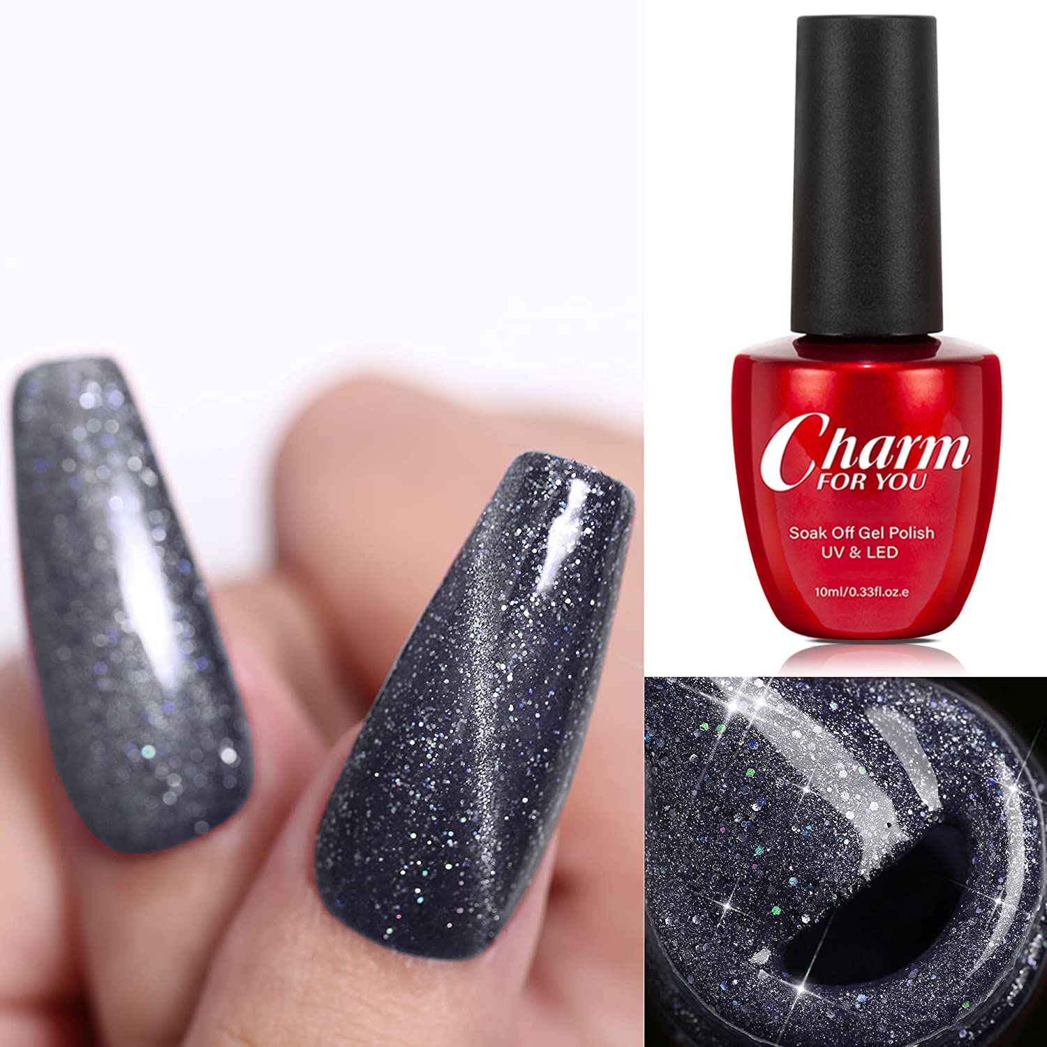 Veronni Reflective Cat Eye Gel Nail Polish,Glitter Diamond Magnetic Gel Polish For Nail, Shiny Sparkling Cat Eye Gel Nail Polish