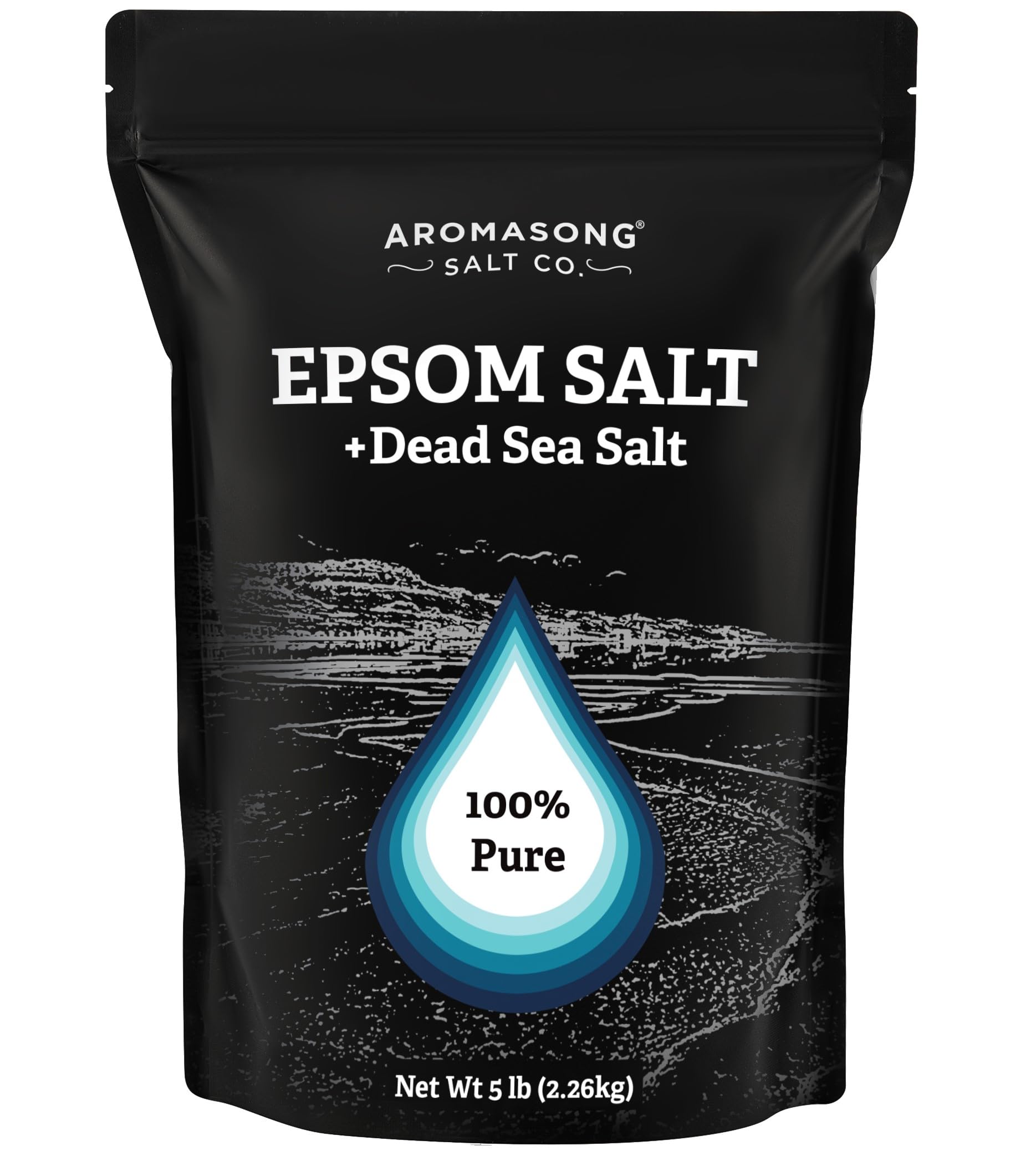 Aromasong Dead Sea Salt For Soaking With 100% Pure Epsom Salt - Bath Salt, Foot & Muscle Soak - Bulk 5 Lb.