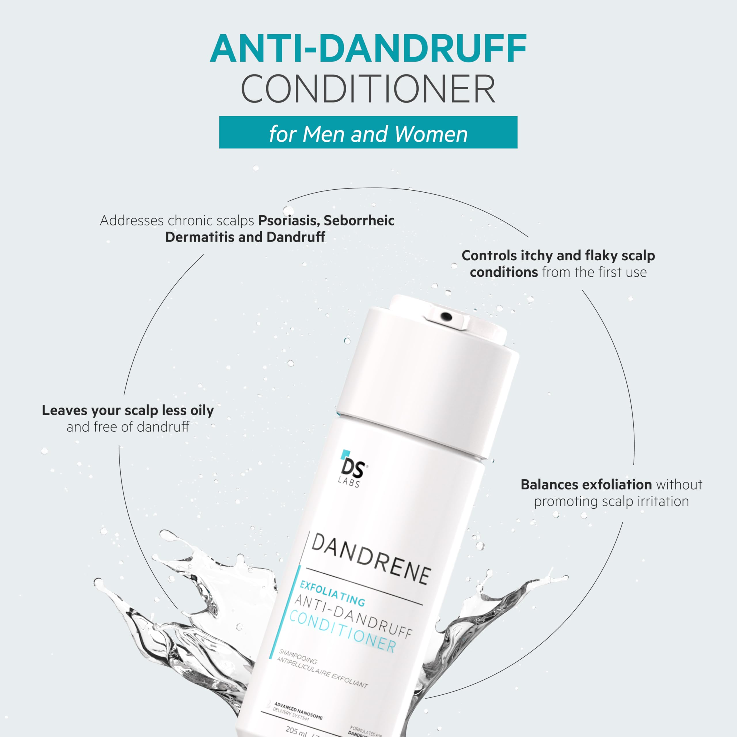 DS Laboratories Dandrene Anti Dandruff Conditioner - Itchy Scalp Hair Conditioner, Dry Scalp Dandruff Scalp Treatment, Seborrhei
