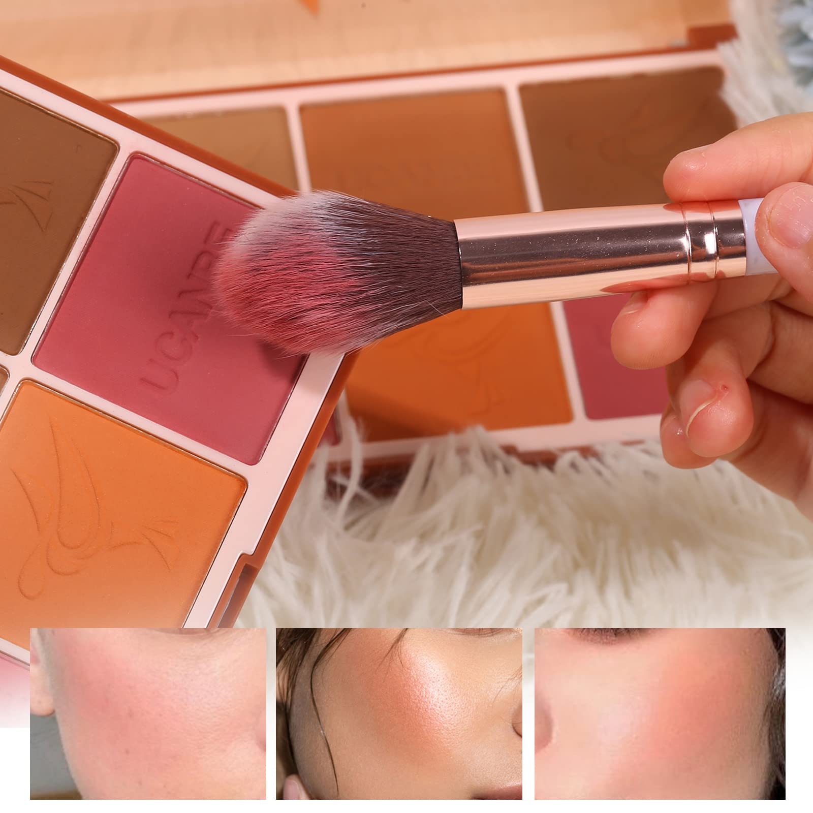 8 Colors Face Matte Blush Palette Shading Blusher With Brush - Buildable Facial Cheek Blusher Contour Bronzing Pressed Powder Ma
