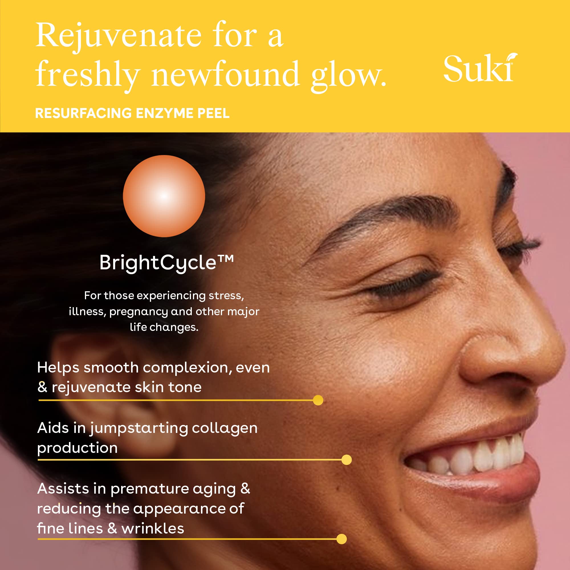 Suki Skincare Resurfacing Enzyme Peel - With Glycolic Acid, Papain, Apple, & Pumpkin - Chemical Exfoliant That Reduces Dry Skin