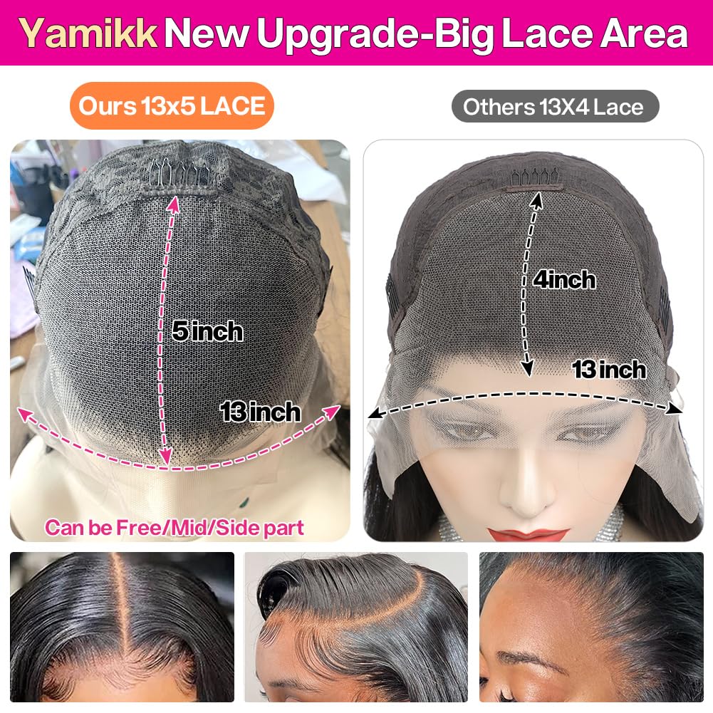 Yamikk 13X5 Lace Front Wigs Human Hair Pre Plucked 180 Density Body Wave Hd Lace Frontal Wig Human Hair Wigs For Black Women 30