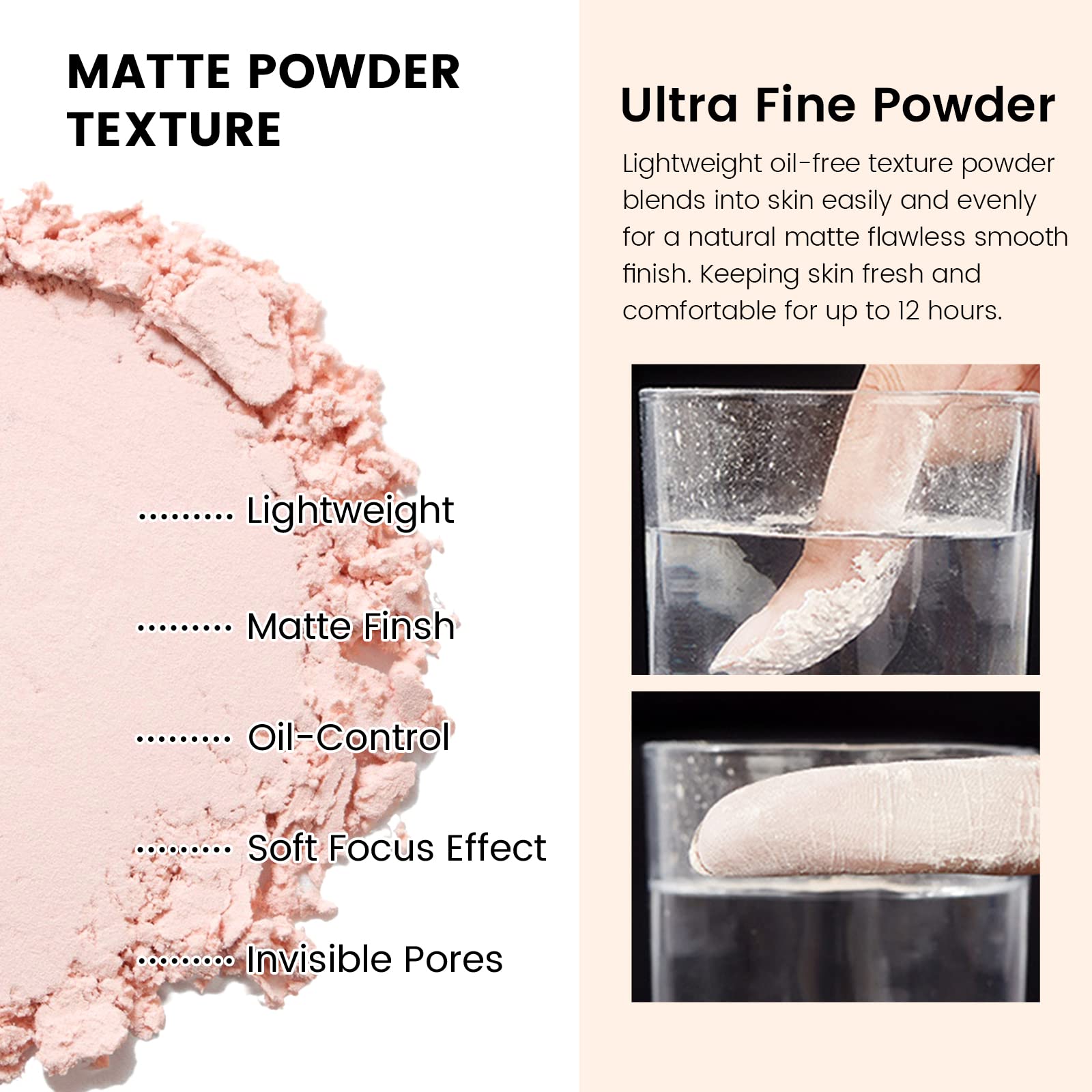 FREEORR Pink Setting Loose Face Powder, Oil Control Minimizes Pore, Loose Baking Pink Setting Powder with Triangle Puff, Soft Fo