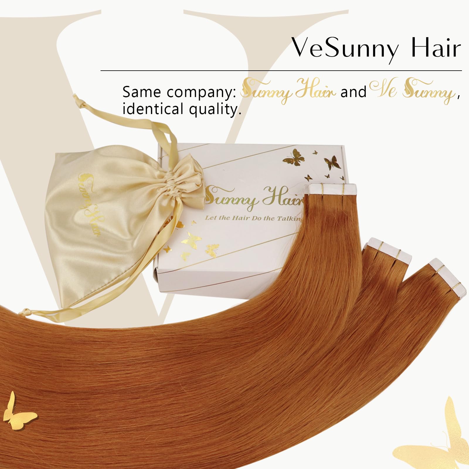 Ve Sunny Copper Tape In Hair Extensions Human Hair Invisible Tape On Hair Extensions Colored Tape Hair Extensions Real Human Hai