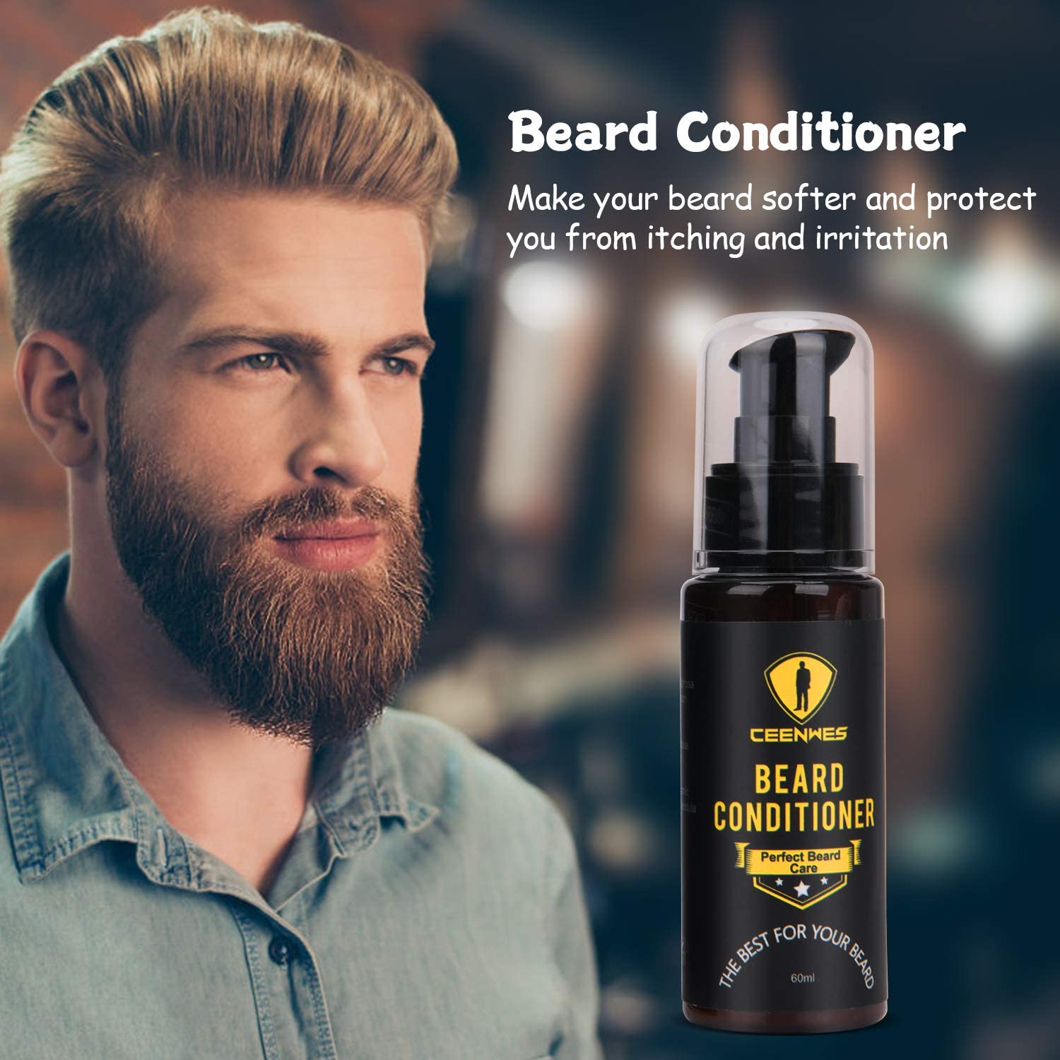 Ceenwes Upgraded Beard Grooming Kit With Beard Conditioner ,Beard Oil, Beard Brush, Beard Comb, Beard Balm, Beard Shampoo, Beard