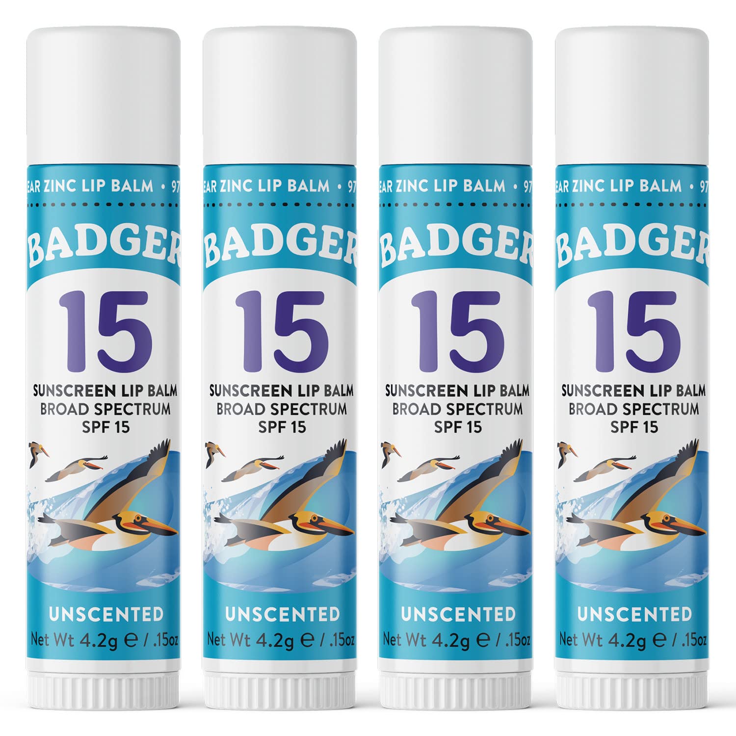Badger Sunscreen Lip Balm Spf 15, Organic Mineral Sunscreen Spf Lip Balm With Zinc Oxide, Reef Friendly, Broad Spectrum, Water R