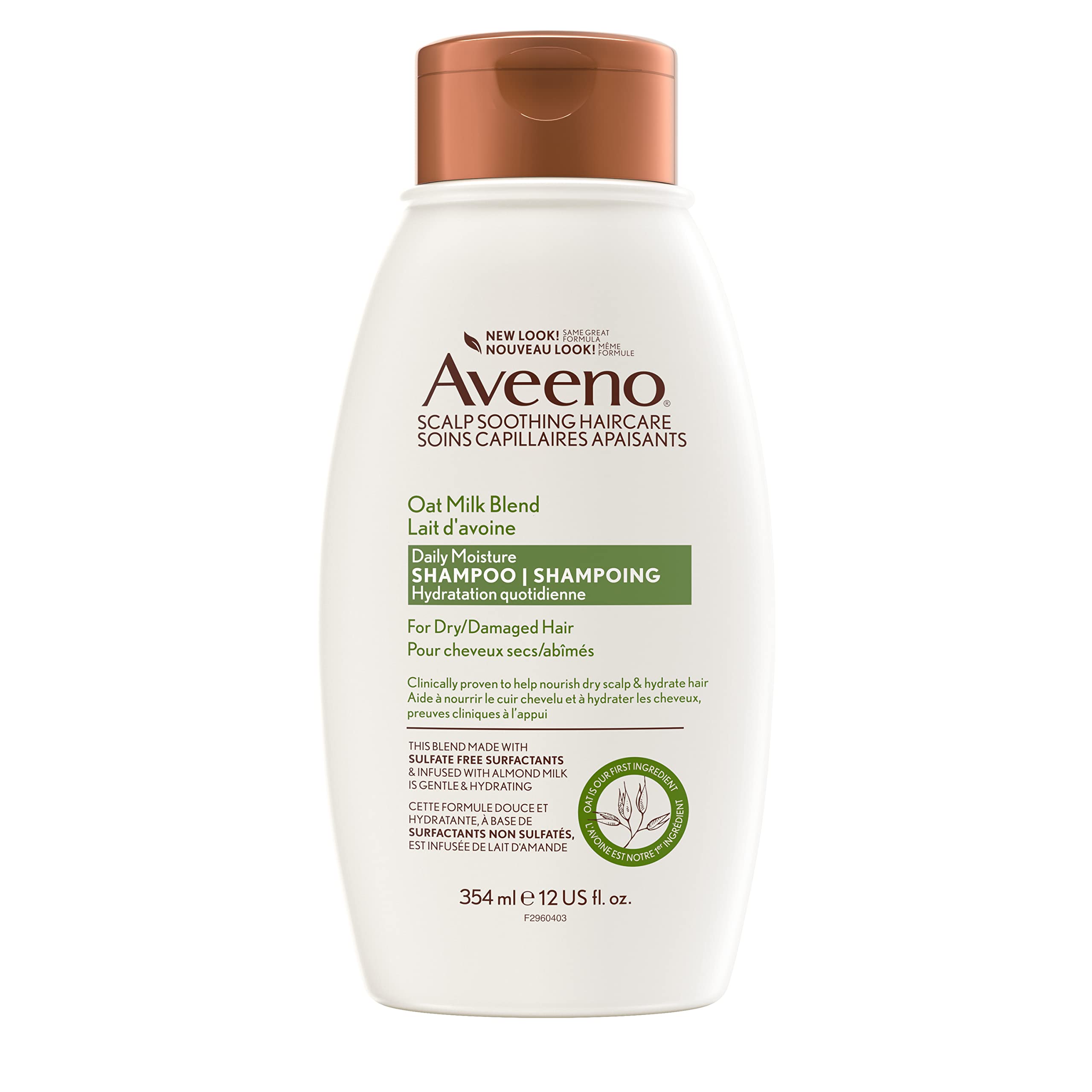 Aveeno Oat Milk Blend Moisturizing Shampoo, UltraHydrating, for Dry, Damaged Hair, 12 fl oz