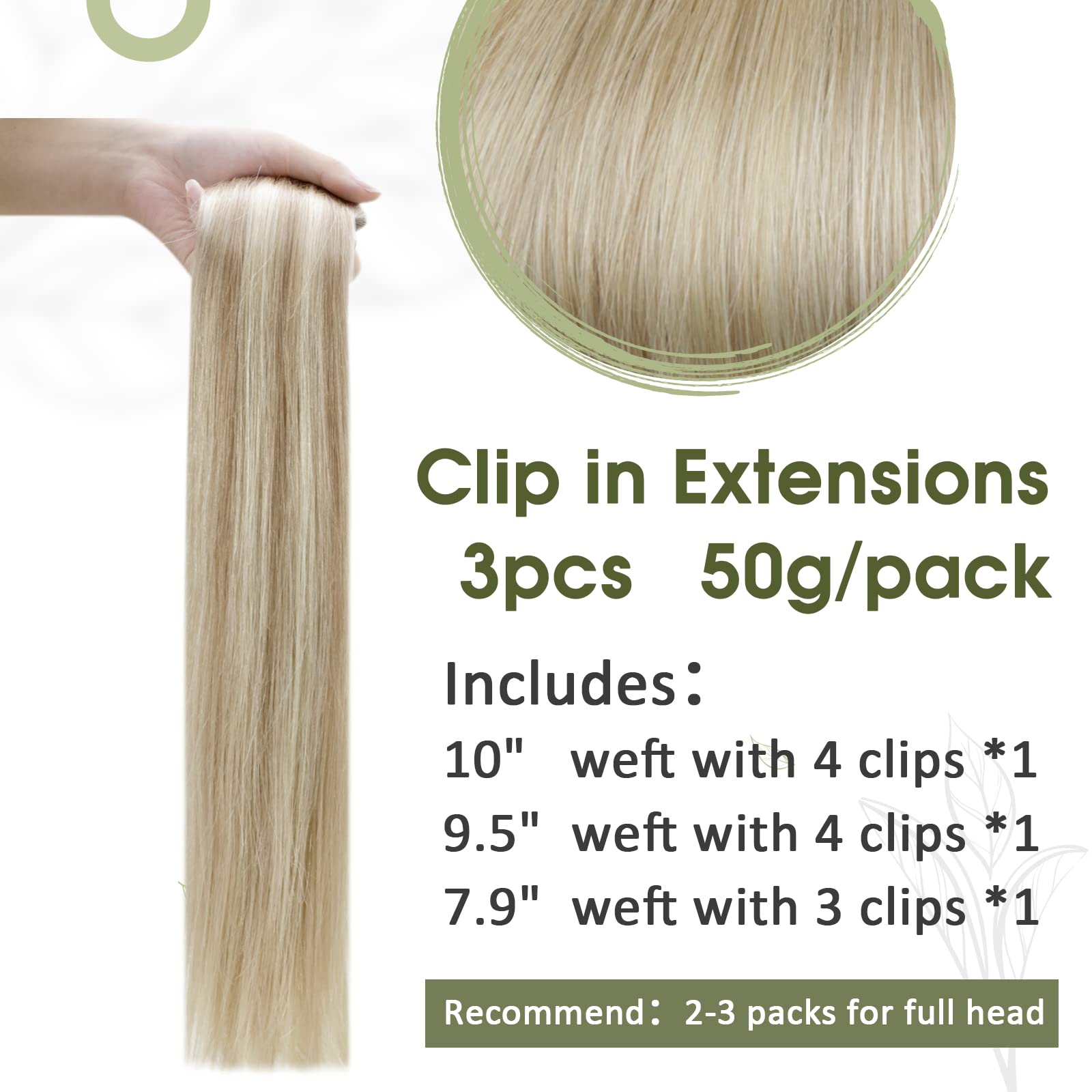 Runature Ash Blonde Hair Extensions Clip In Human Hair Extensions Highlight 12 Inch 50G Clip In Hair Extensions Real Human Hair