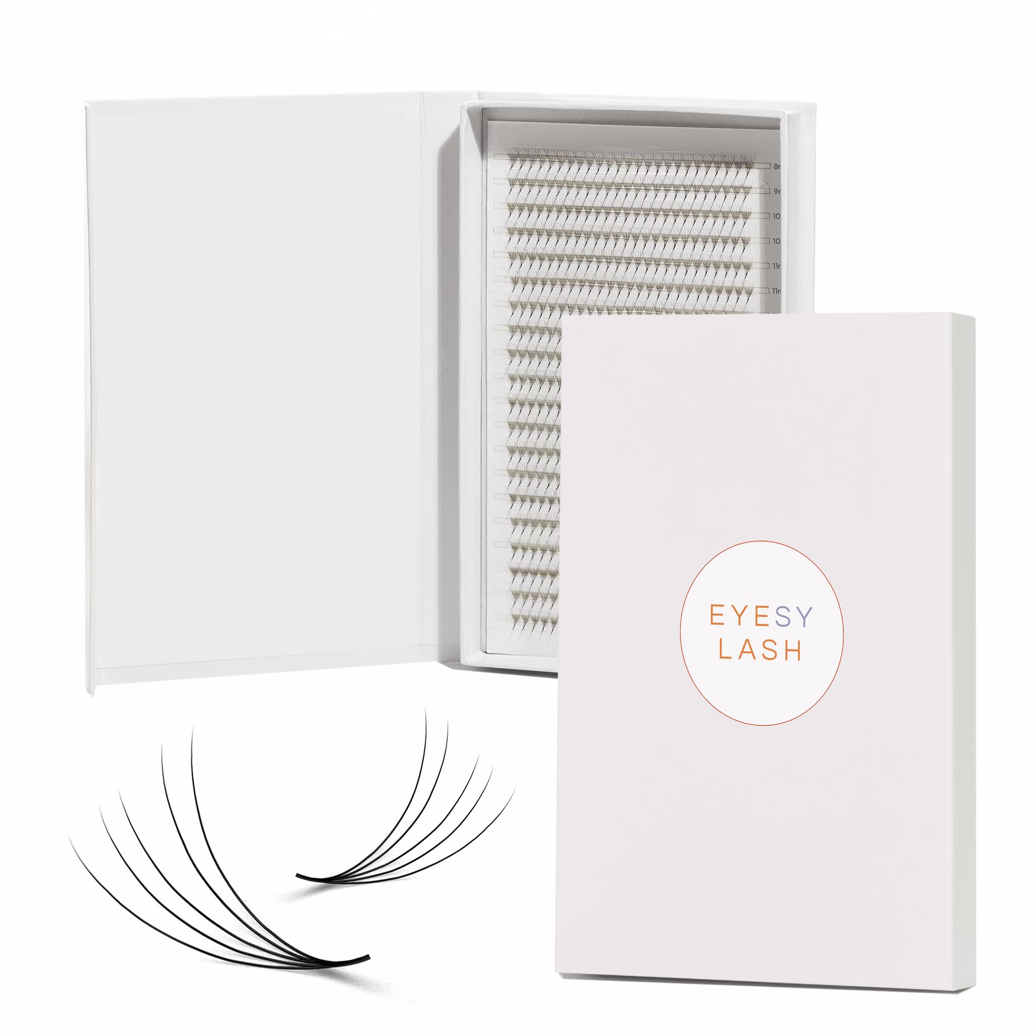 Eyesy Lash Promade Fans 600 Easy Fans | 5D 0.07 Curl D Mixed Lengths 8-16mm | XL Tray 20 Lines Ultra Speed Eyelash Extension Pre