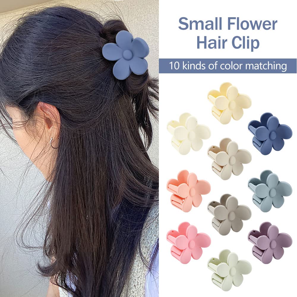 Insowni 20 Pack/10 Pairs Cute 4Cm/1.6'' Small Plastic Flower Hair Claws Clips Barrettes Clamps Nonslip Strong Hold Hair Accessor