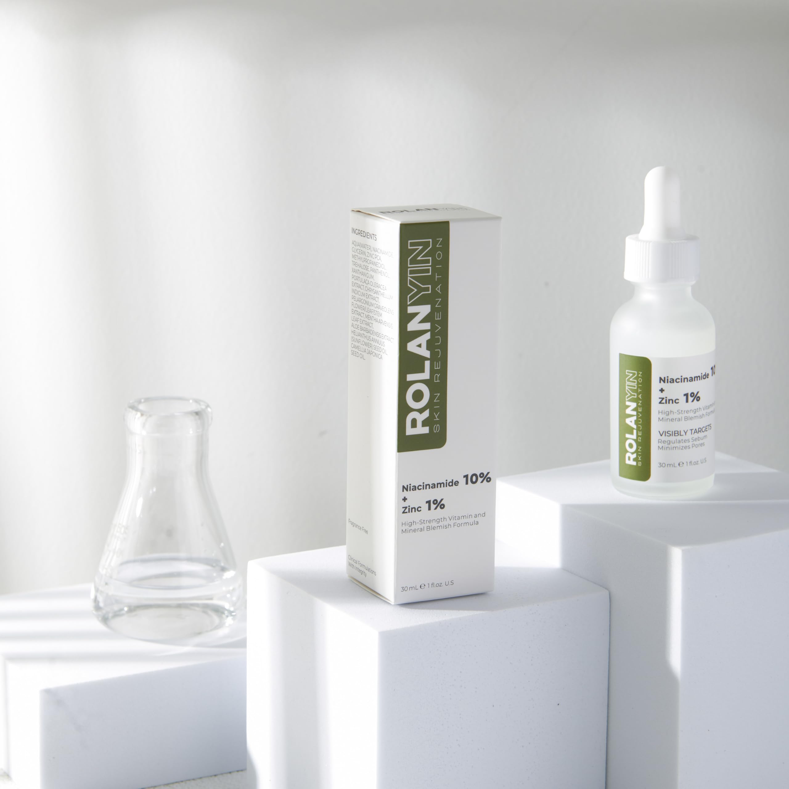 Rolanyin Niacinamide 10% + Zinc 1% Facial Serum For Oil Control And Pore Minimizing Blemish Treatment Hydrating Soothing Anti Ag