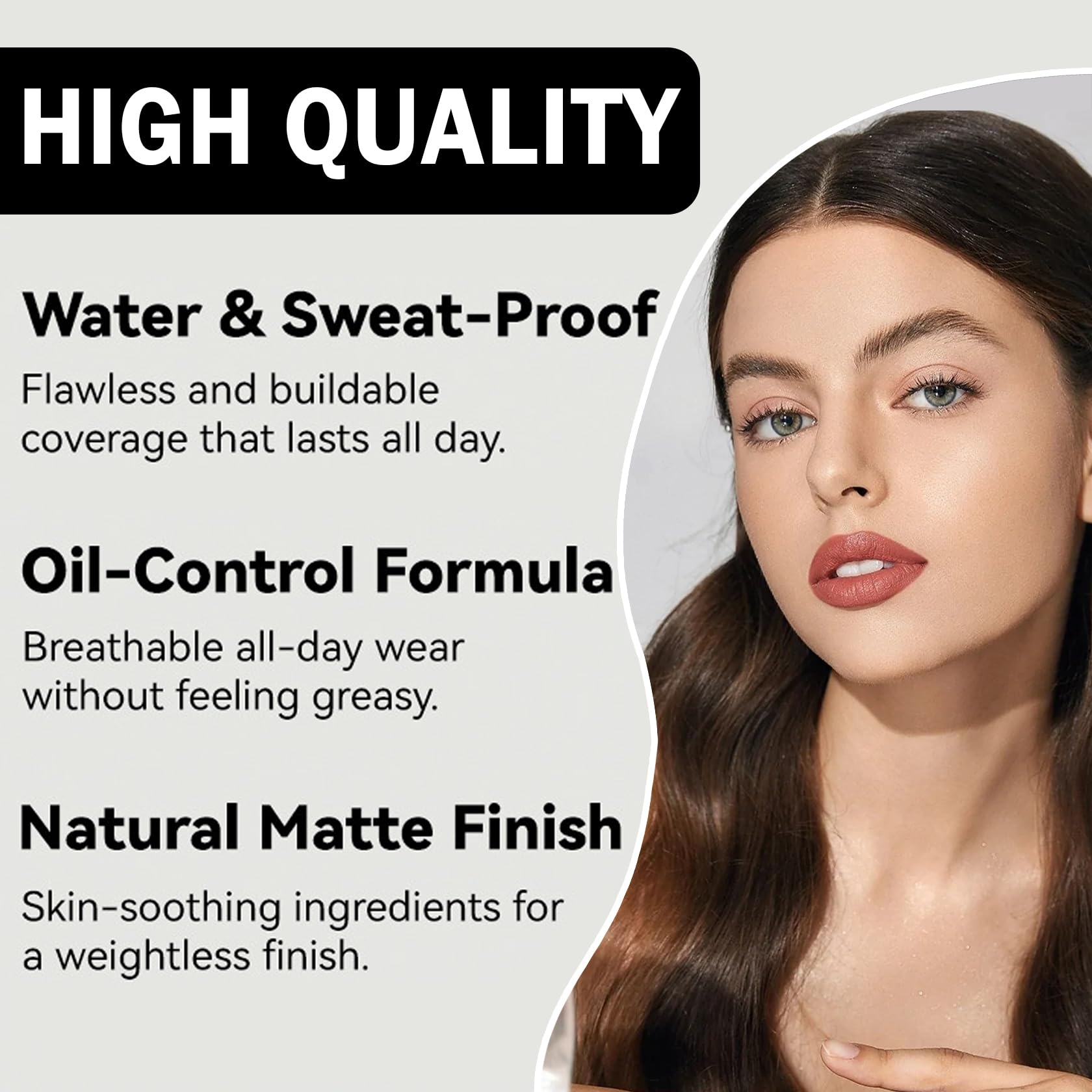 Qiufsse Concealer Full Coverage Foundation For Mature Skin,Oil Control Matte 2 In 1 Concealer Liquid Foundation Makeup Waterproo