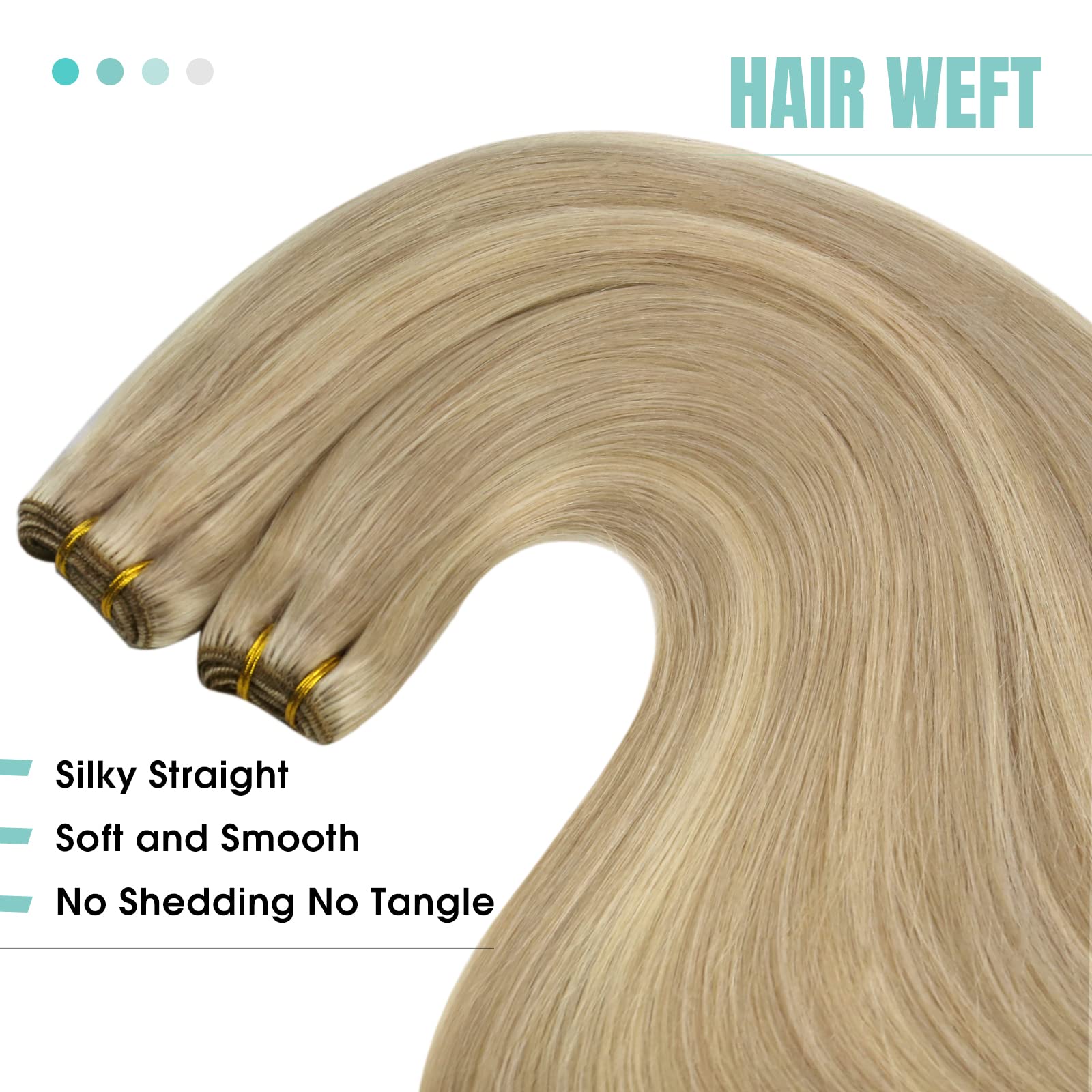Youngsee Weft Hair Extensions Highlight Weft Hair Extensions Human Hair Dark Ash Blonde Highlighted Light Blonde Sew In Hair Ext