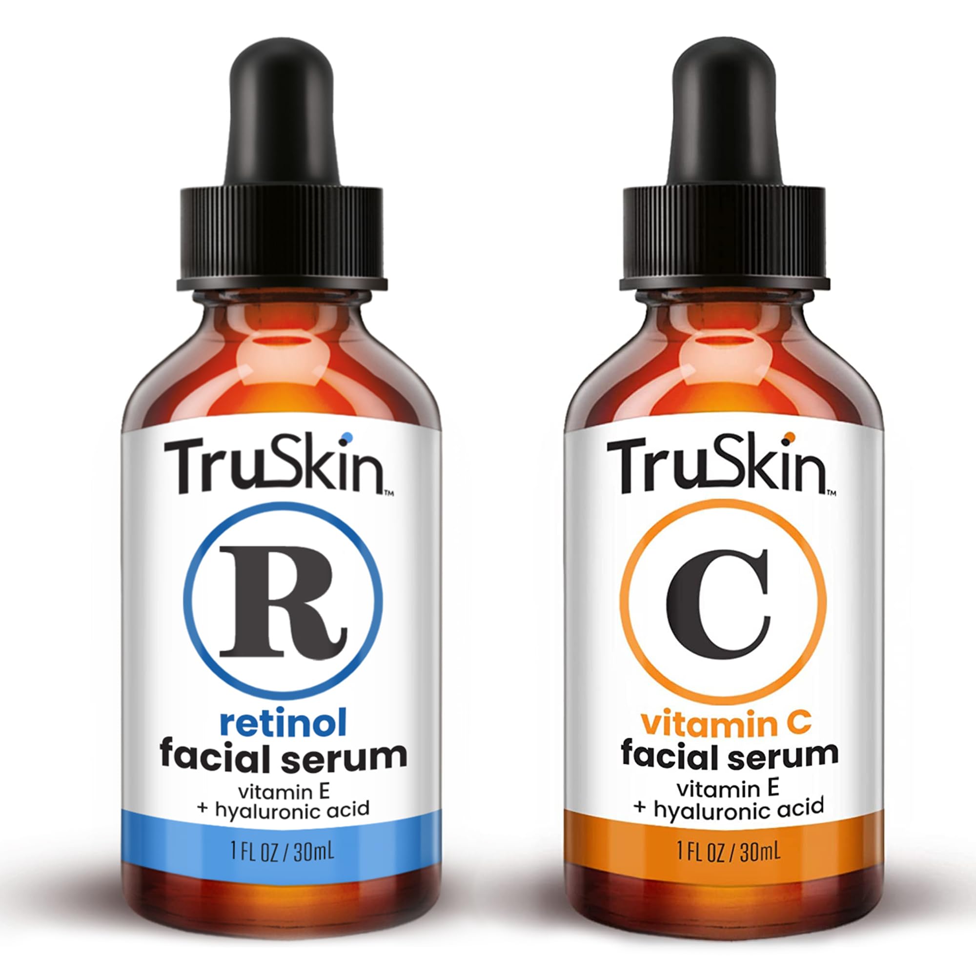 TruSkin Face Serum Duo - Retinol Serum for Face & Vitamin C Serum - Anti Aging Skin Care Set for Women - Skin Care for Bright, S