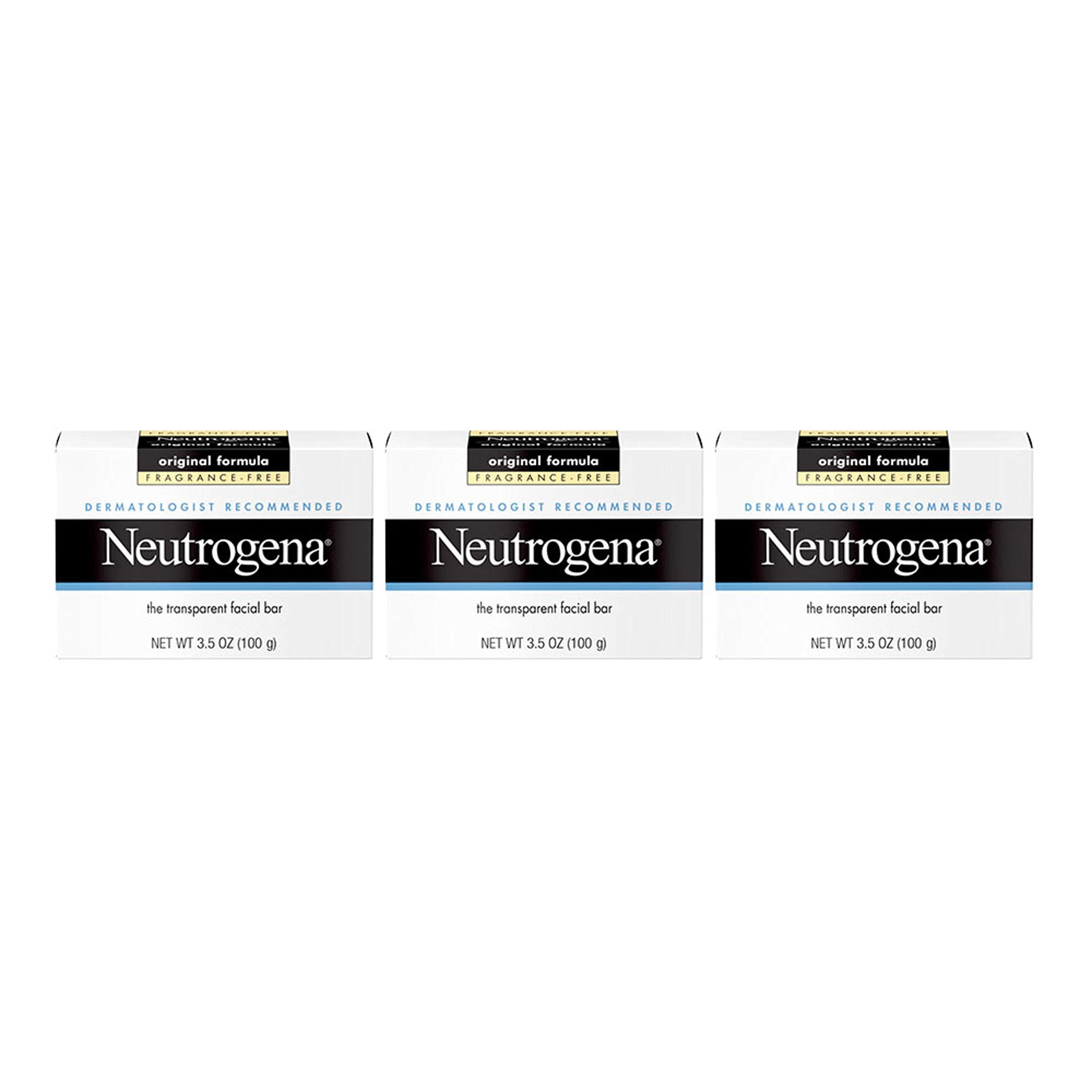 Neutrogena Original Amber Bar Fragrance-Free Facial Cleansing Bar with Glycerin, Pure & Transparent Gentle Face Wash Bar Soap, F