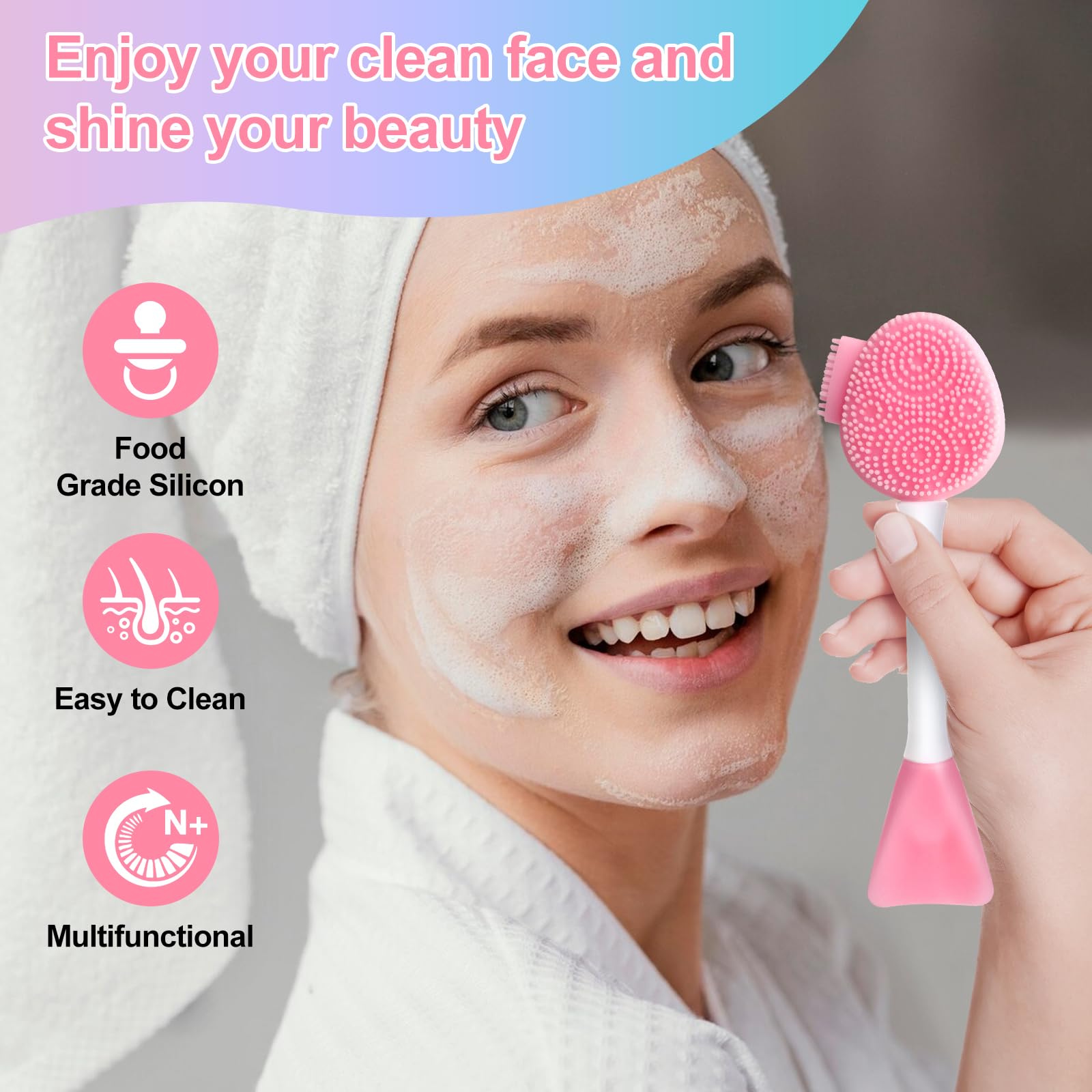 Muiigood Silicone Face Scrubber Face Mask Brush Exfoliating Lip Brush Cleansing Brush Facial Cleansing/Wash Brush Exfoliator Bla