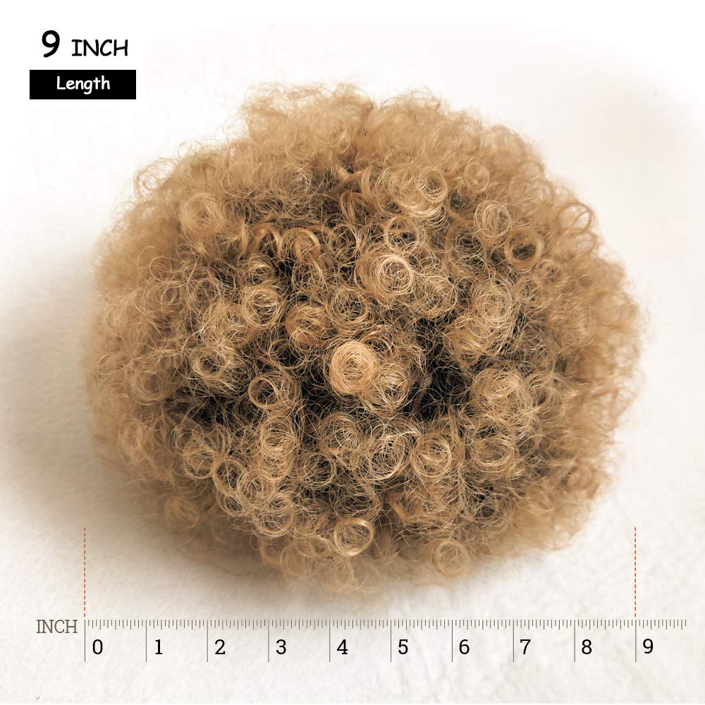 Ombre Brown Afro Puff Drawstring Ponytail Kinky Curly Pony Tail Hair Extensions Synthetic Short Bun Hairpieces For Black Women(1