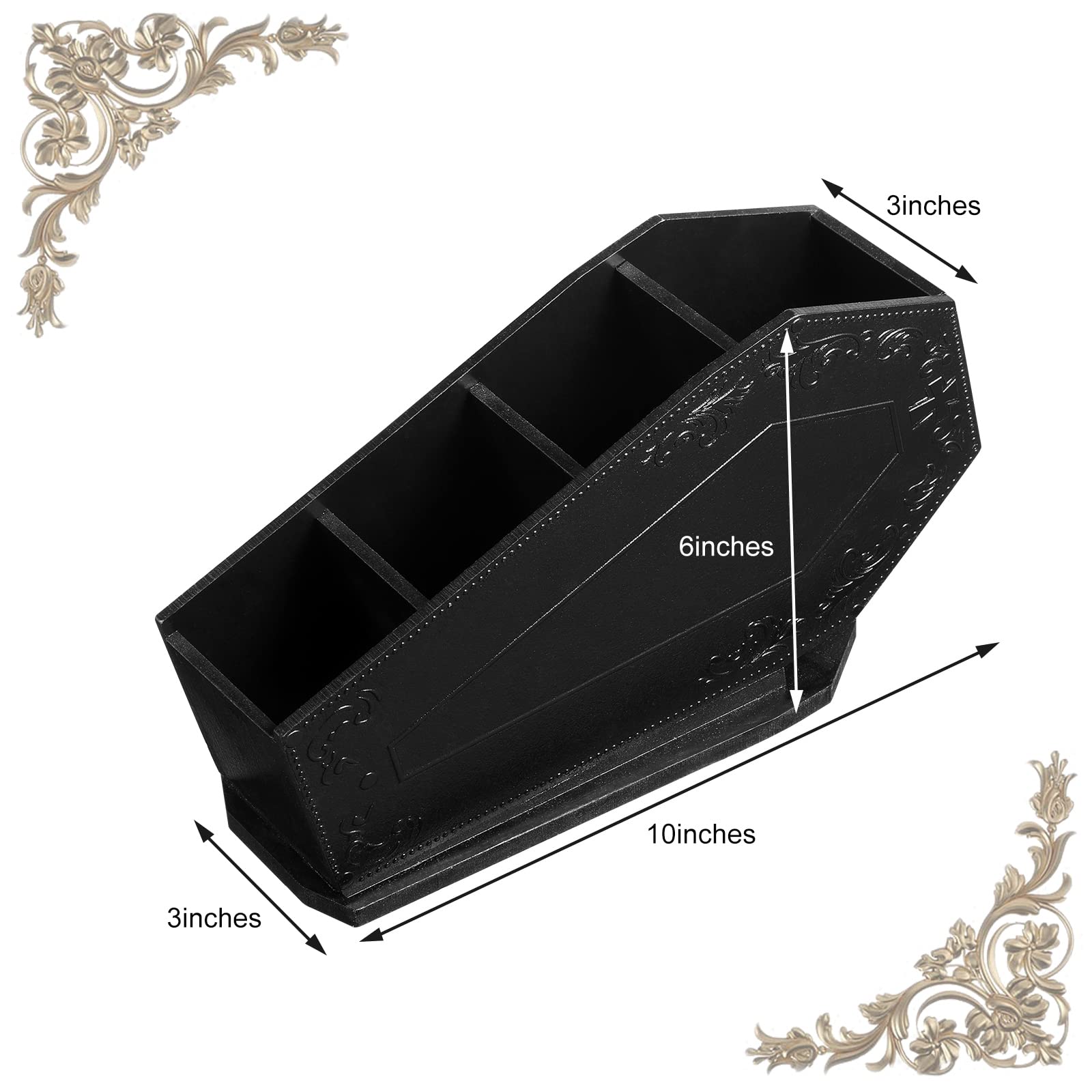 Maitys Coffin Makeup Brush Holder Gothic Wooden Organizer Spooky Coffin Case Gifts For Women Cosmetic Display Cases Spooky Home