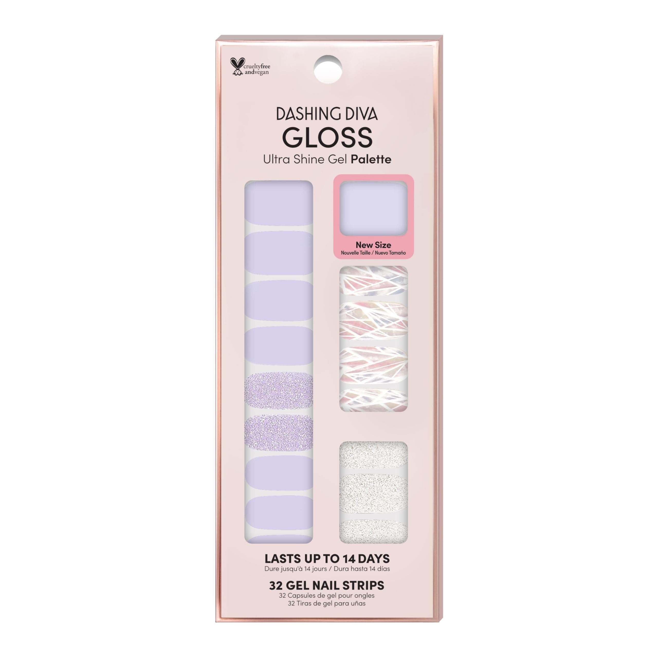 Dashing Diva Gloss Nail Strips - Gleam Queen | Uv Free, Chip Resistant, Long Lasting Gel Nail Stickers | Contains 32 Nail Wraps,