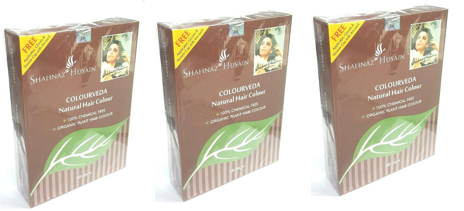 Shahnaz Husain Colourveda Natural Hair Colour, Brown, 100 G, Pack Of 3