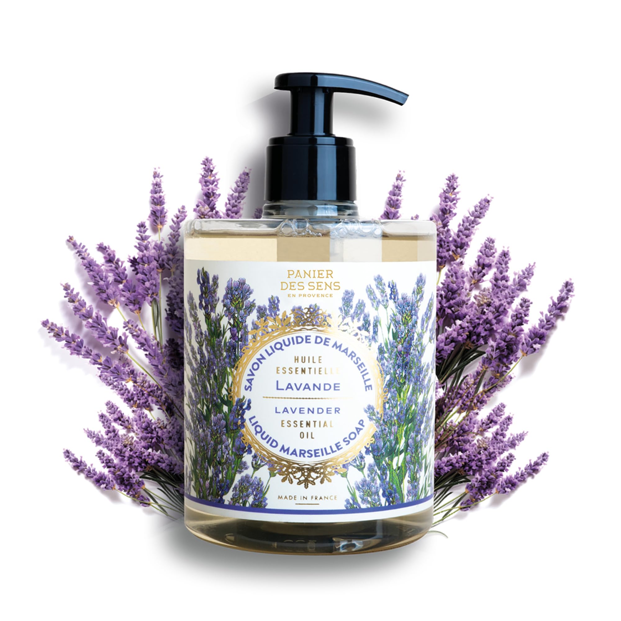 Panier Des Sens - Marseille Liquid Hand Soap - Lavender Hand Wash - Moisturizing Soap With Coconut Oil - Bathroom & Kitchen Refi