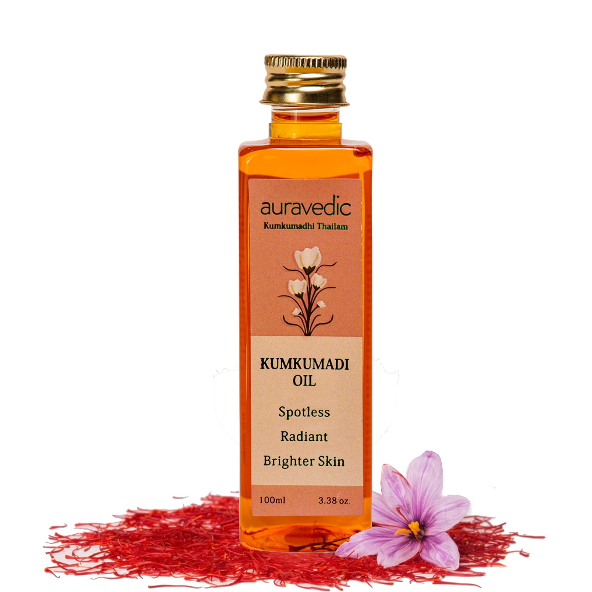 Auravedic Kumkumadi Oil Pure Saffron for Ultra Radiant Skin | Ayurvedic Oil for Dull, Dehydrated & Tired Skin | Lightweight Hydr