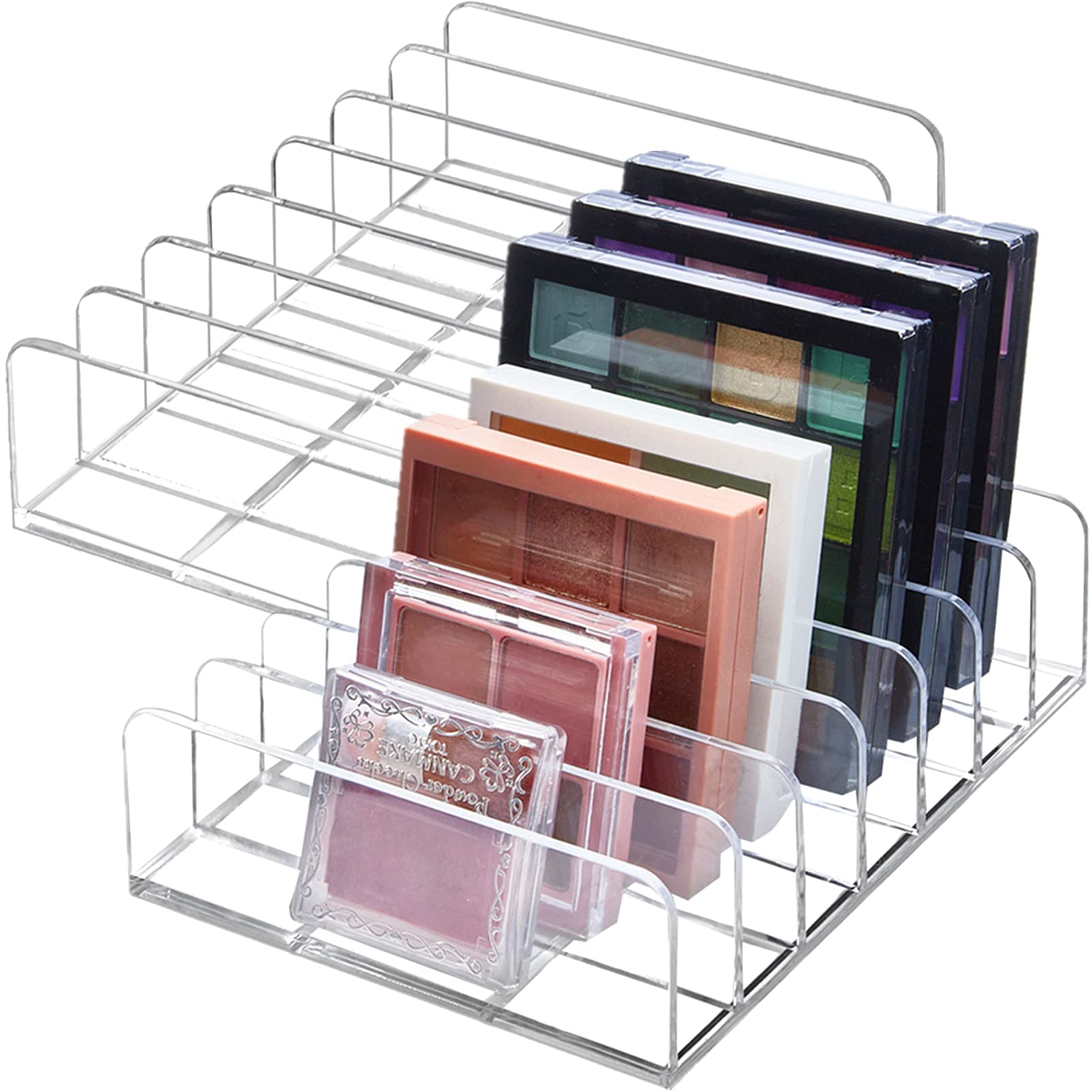 Tuzazo 2 Pack Acrylic Eyeshadow Palette Makeup Organizer - 7-Section Makeup Palette Organizer - Cosmetics Display Storage Holder