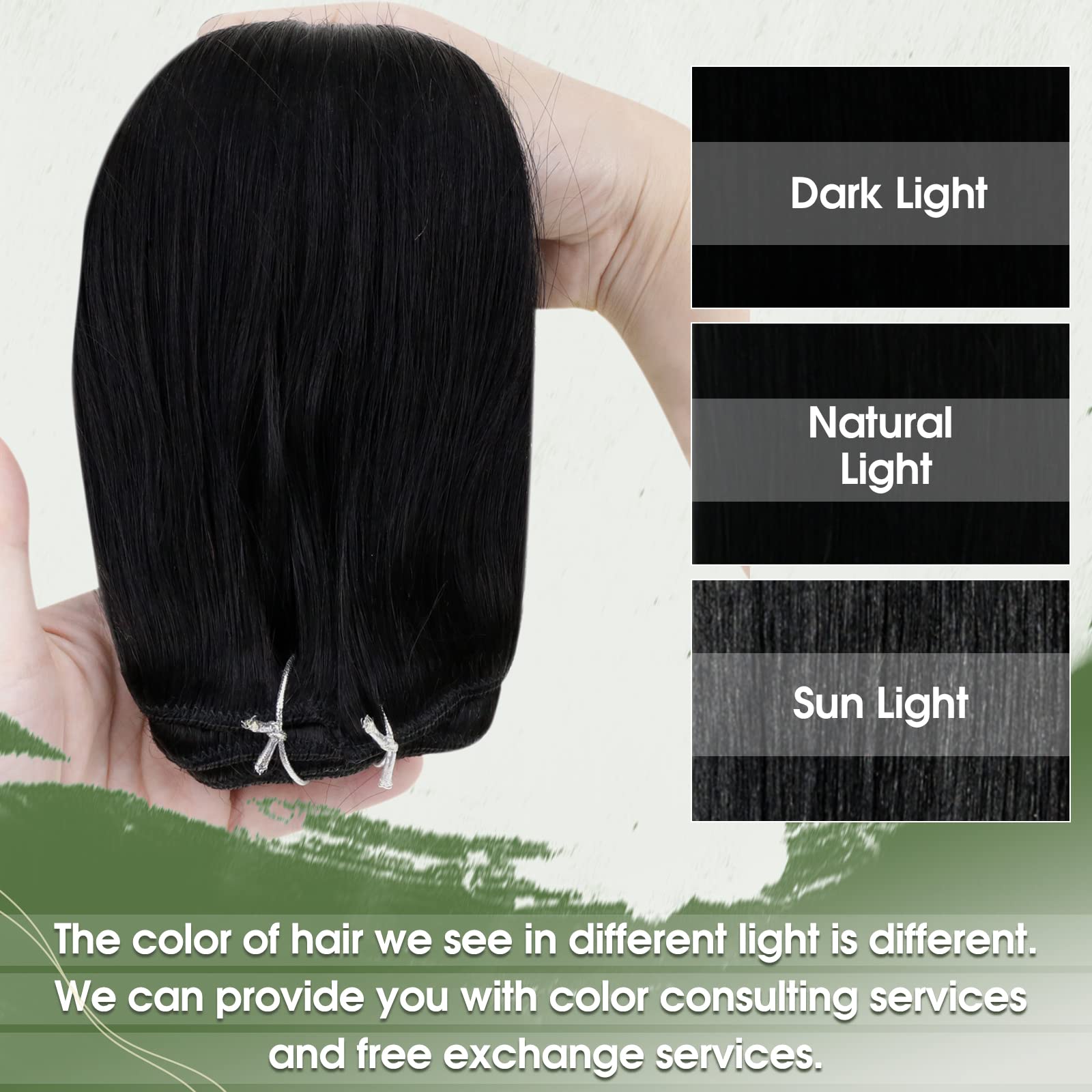 Hetto Black Hair Extensions Clip in Human Hair #1 Jet Balck Clip in Hair Extensions Remy Hair 22 Inch Long Human Hair Clip in Ex