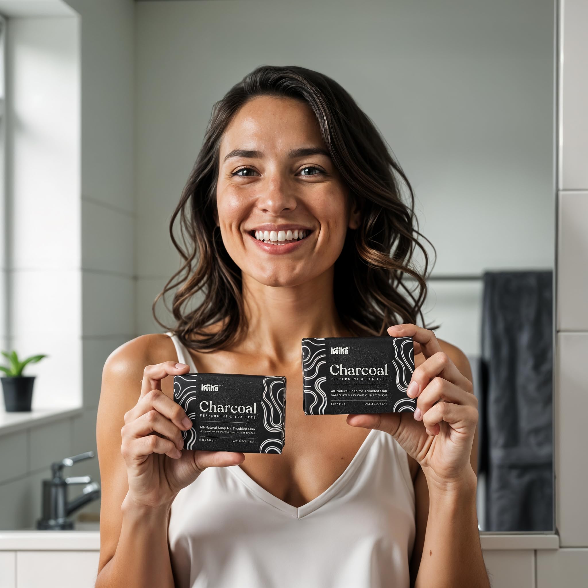 Keika Charcoal Black Soap Bar for Eczema & Psoriasis, 5 oz, Ideal for Oily Skin, Suitable for Men, Women, and Teens