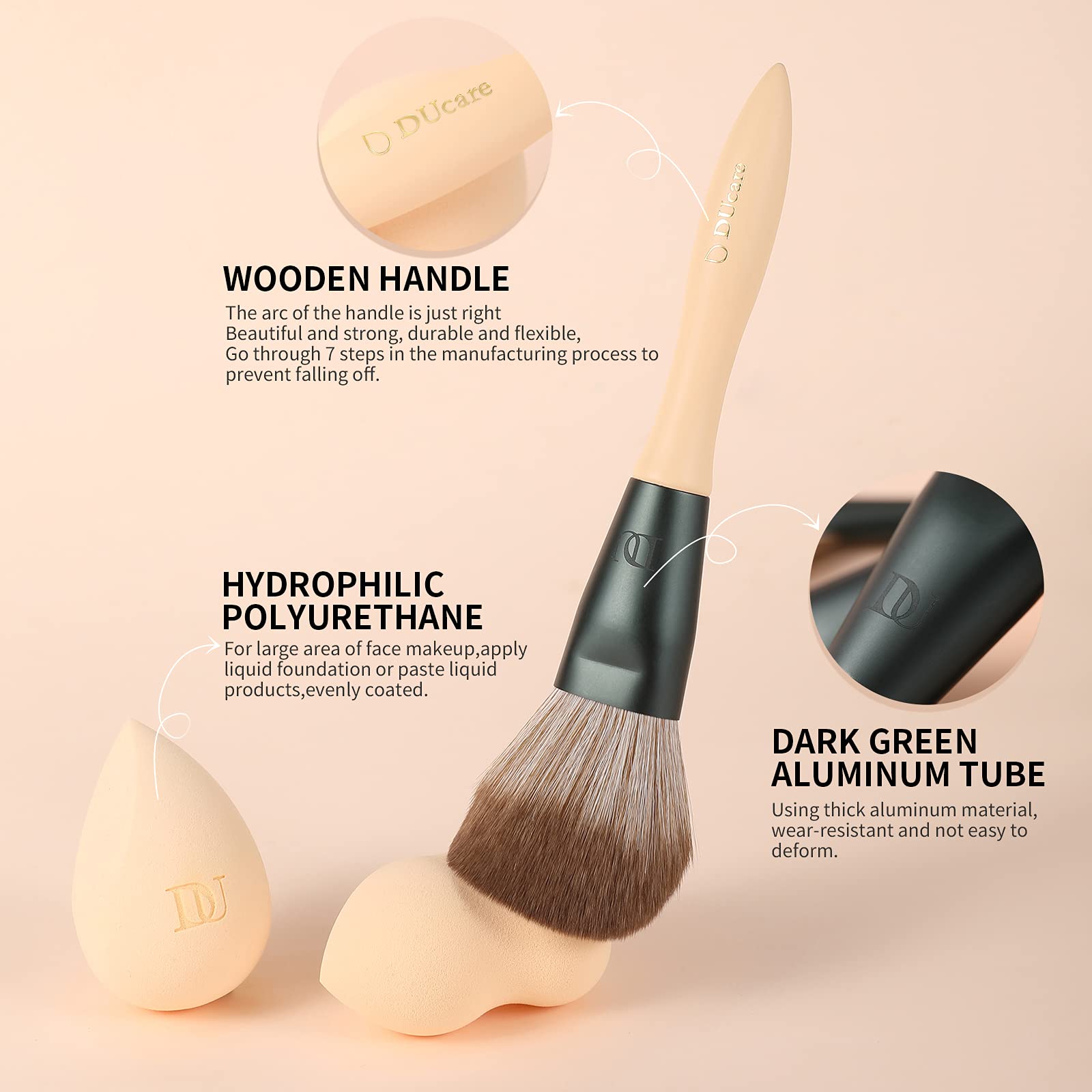 Ducare Makeup Brushes 14Pcs With 3Pcs Makeup Spong & Cosmetic Bag - Lime Mojito Series Valentines Day Gifts Professional Kabuki