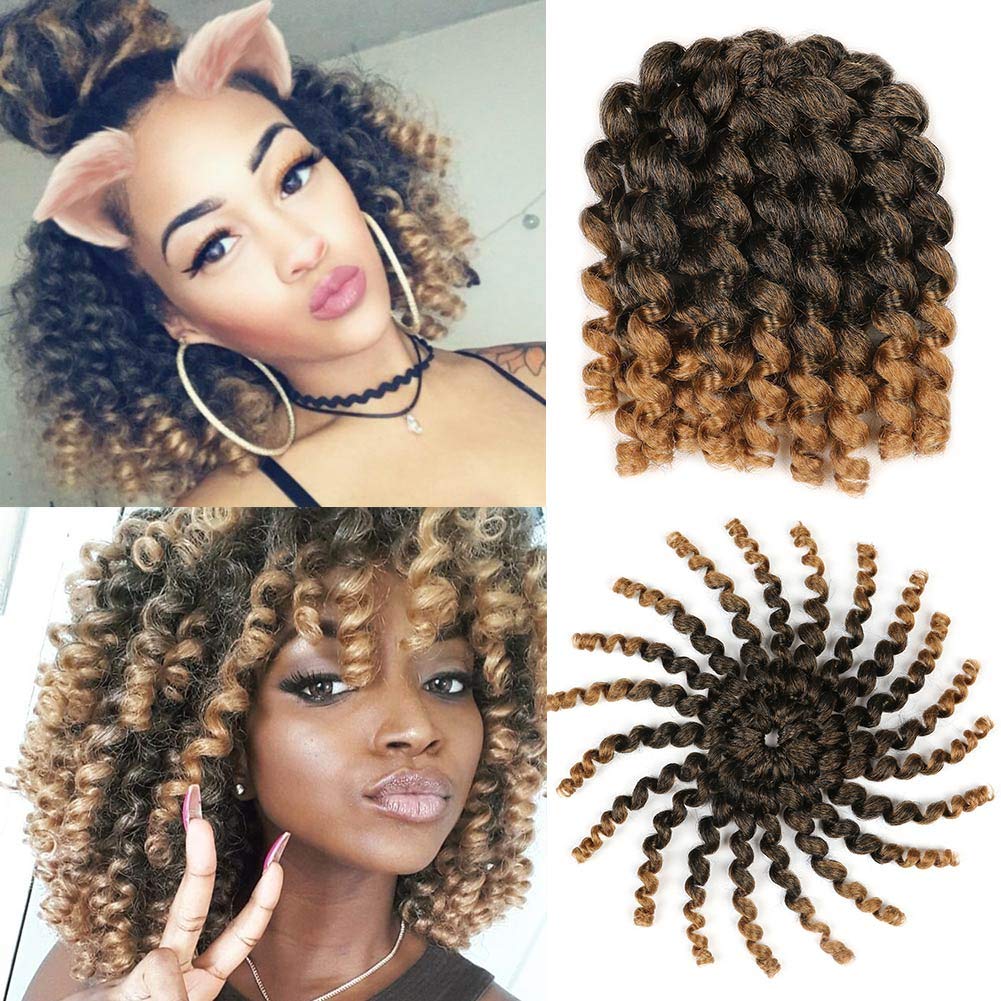 5 Packs Wand Curl Hair 8inch Jamaican Bounce Synthetic Crochet Twist Braids Hair Extension 20strands/pack Xtrend Hair (1B/27#, 5