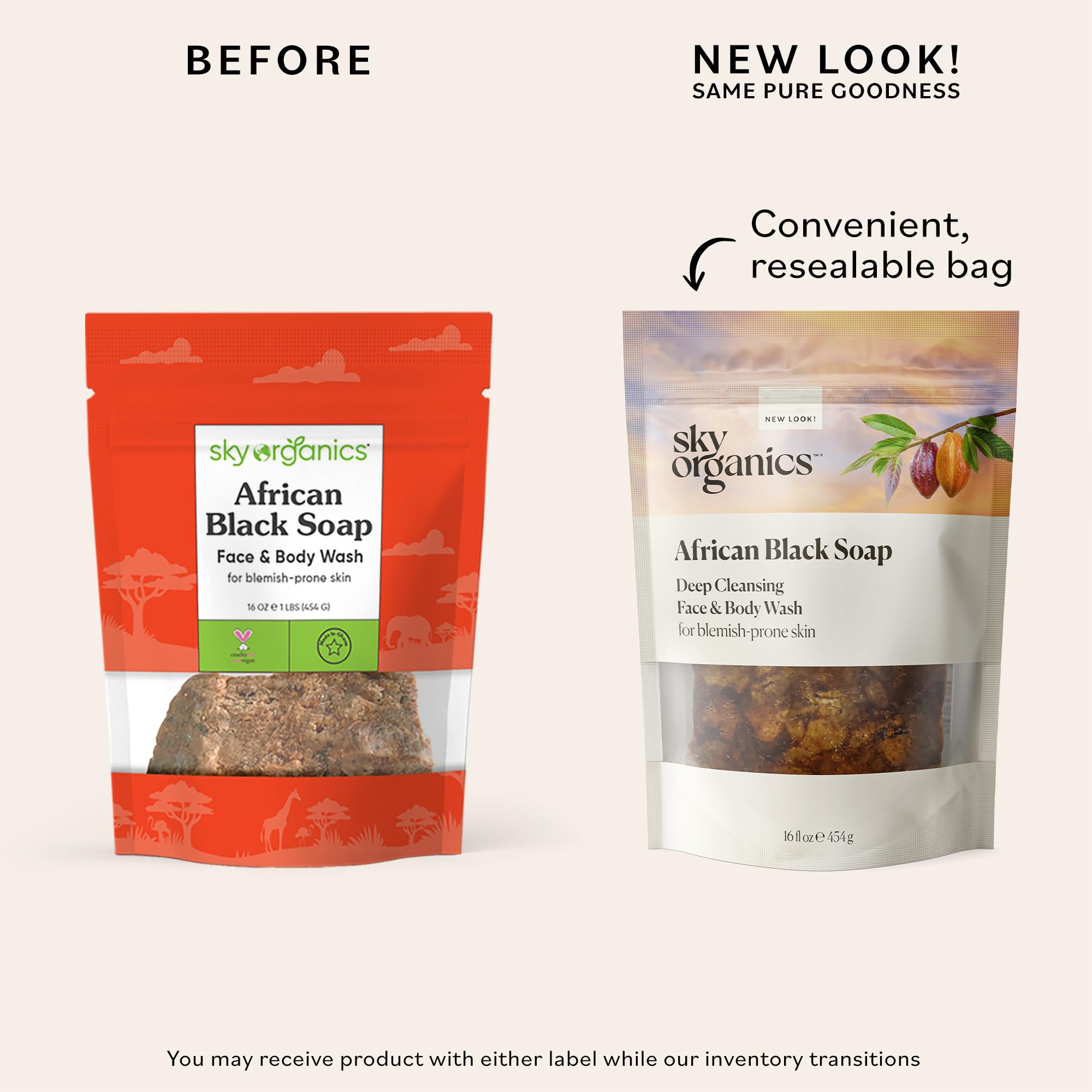 Sky Organics - African Black Soap Bar, 16 oz - Deep Cleansing Face Wash & Body Wash - Cocoa Pod Ash - Small Batch - Blemish, Oil