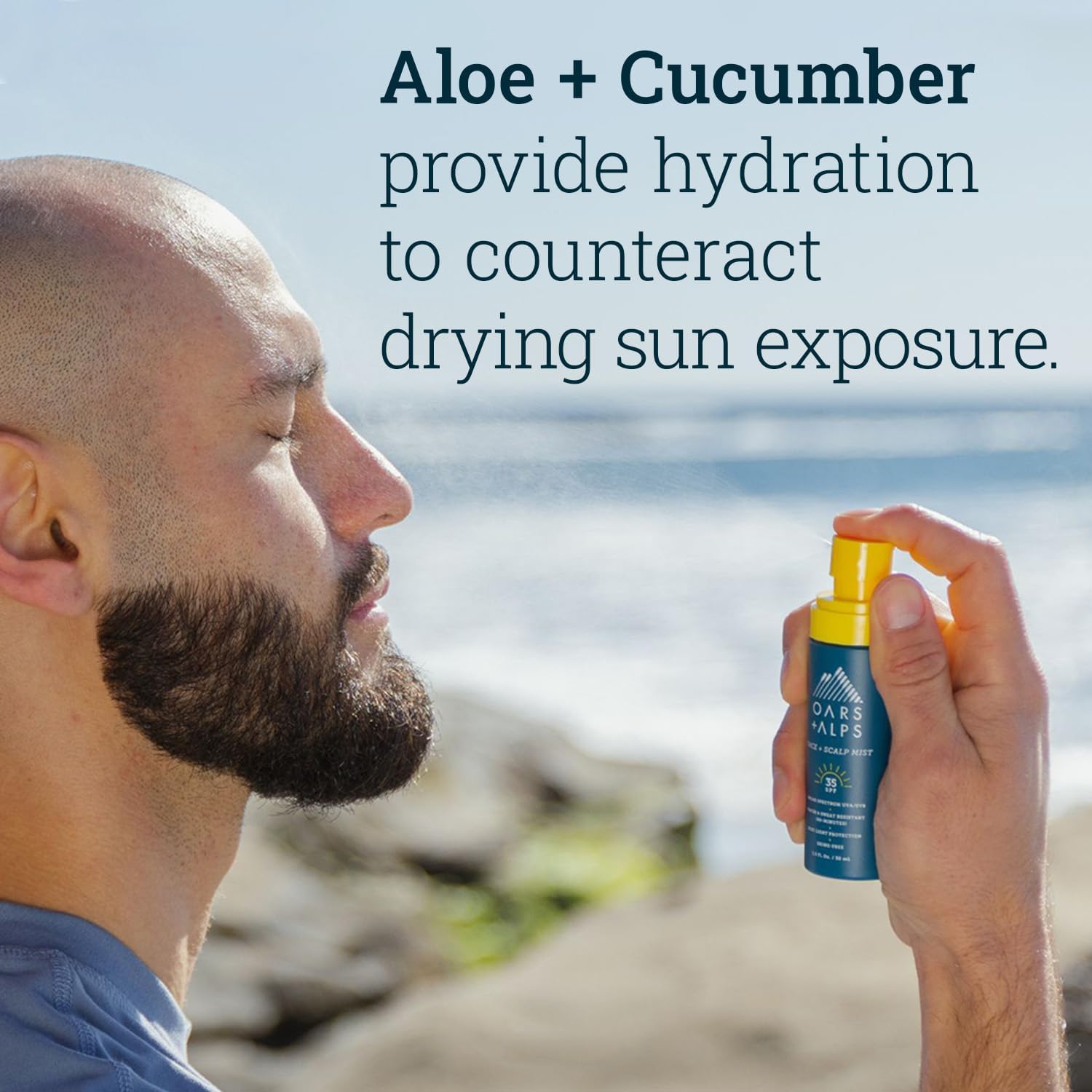 Oars + Alps Face and Scalp Mist SPF 35 Sunscreen, Protects from Blue Light, Summer Splash Scent, Water and Sweat Resistant, 1.5