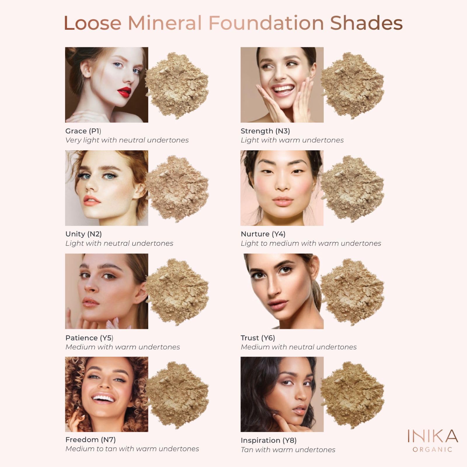 INIKA Organic Mineral Powder Foundation with SPF 25 - Vegan Makeup, Natural Looking, Buildable Coverage, Flawless Radiance & Glo