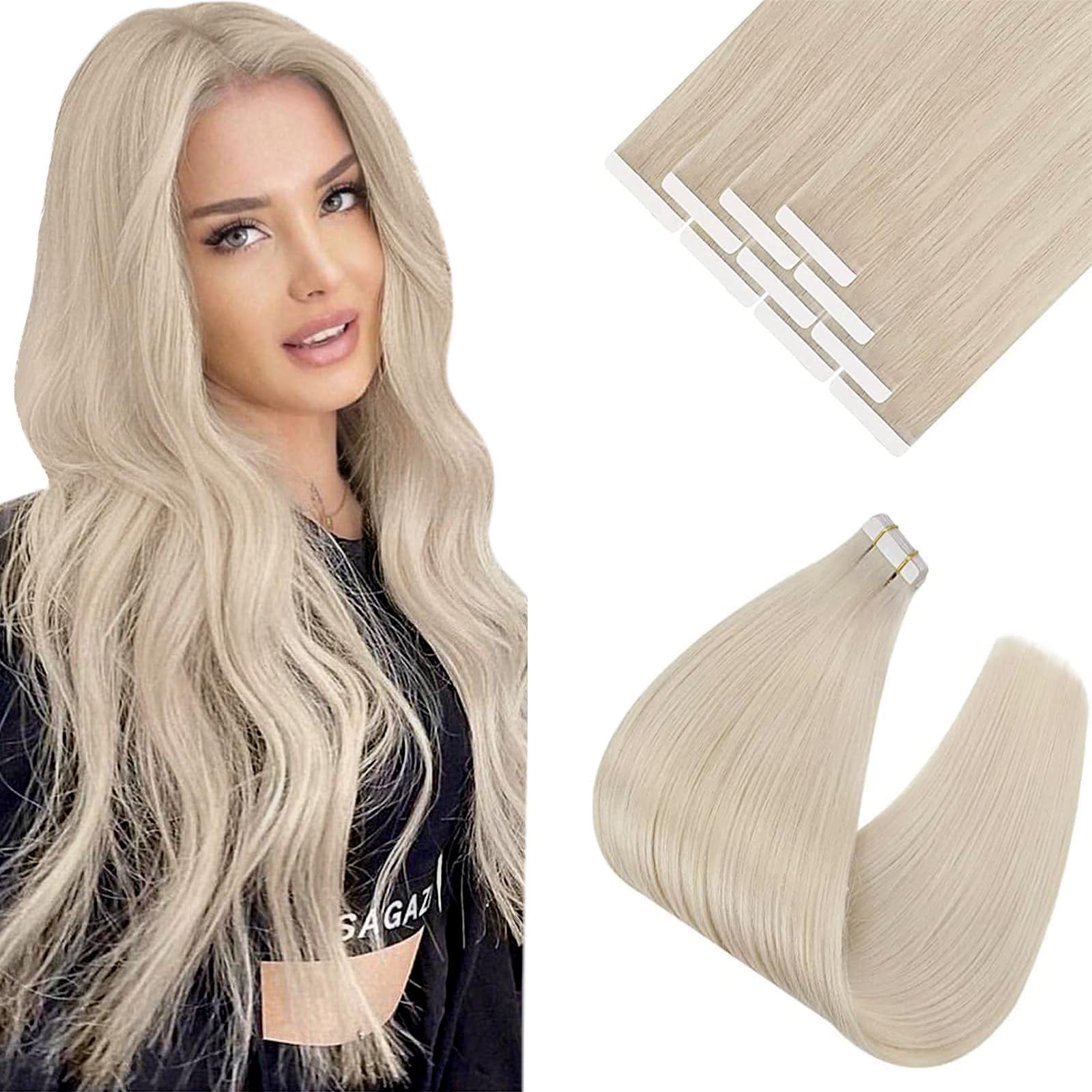 Ve Sunny Blonde Tape In Hair Extensions Real Human Hair Platinum Blonde Tape In Hair Extensions Blonde Tape In Human Hair Extens