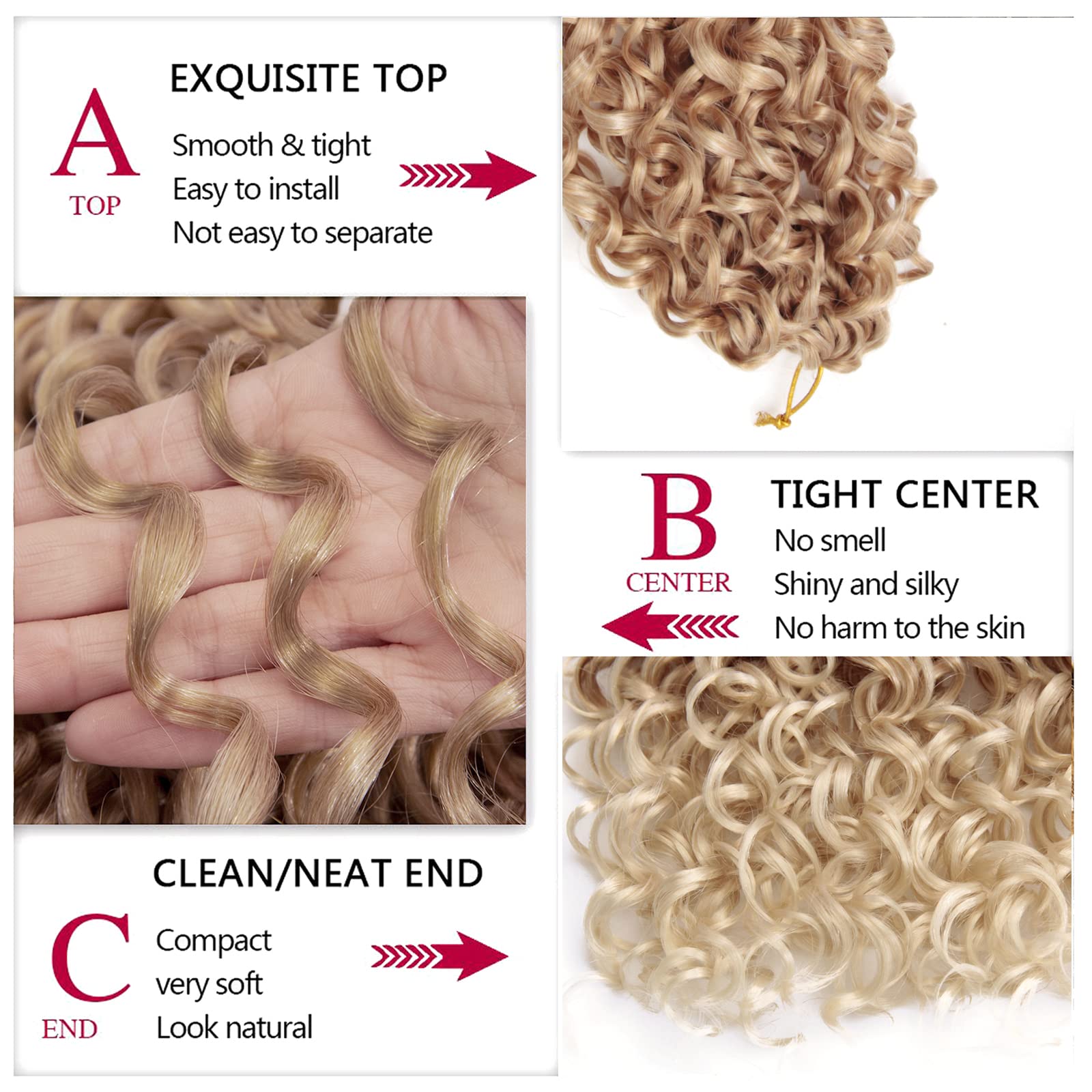 Gogo Curl Crochet Hair 18Inch Ombre Blonde Deep Wave Crochet Hair,Synthetic Deep Twist Crochet Braids Bohemian Crochet Braiding