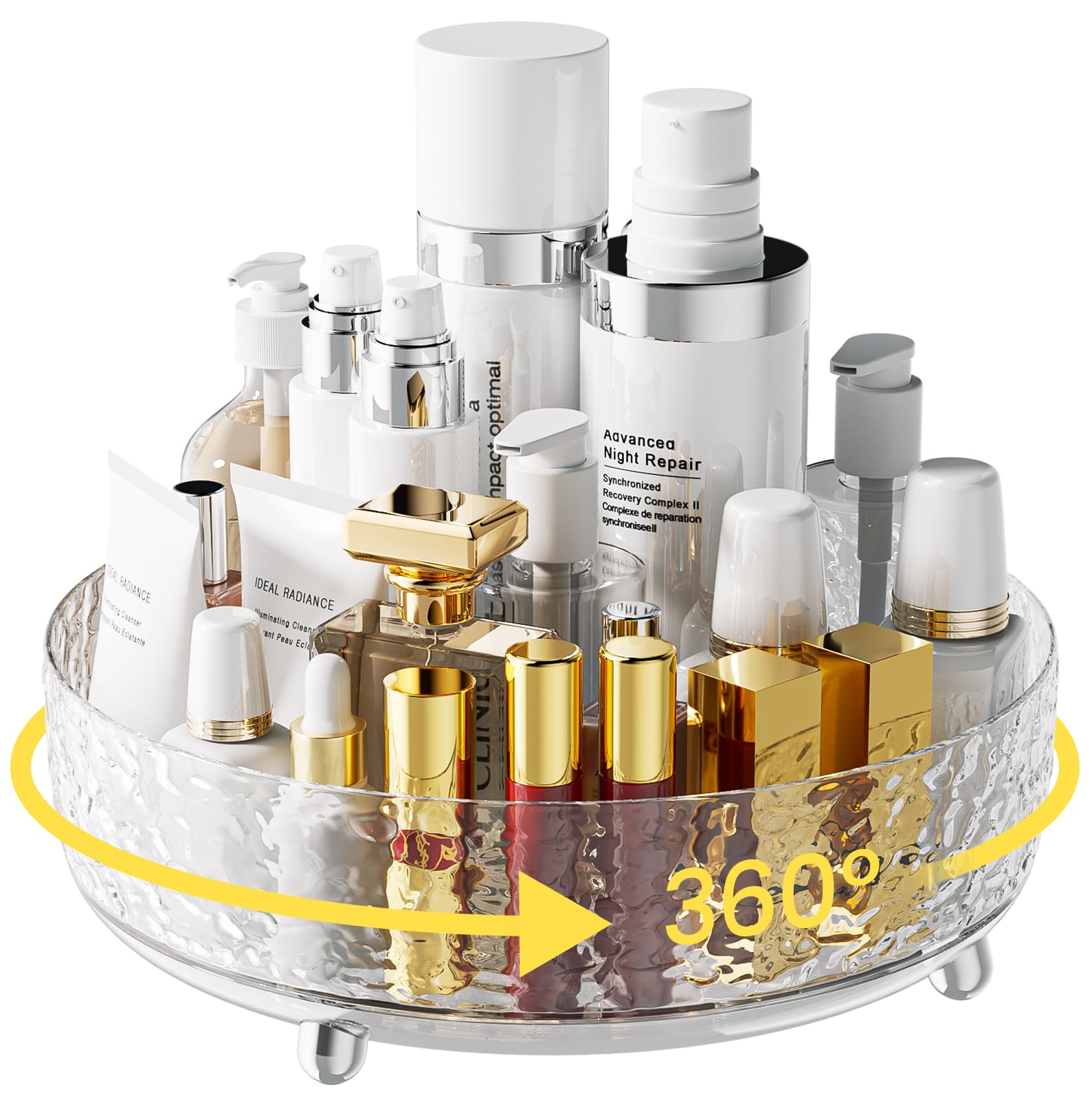 ?Water Ripple?A-Lugei 11'' Makeup Organizer Countertop,???????Rotating? Perfume Organizer, Bathroom Organizer And Storage, Skinc