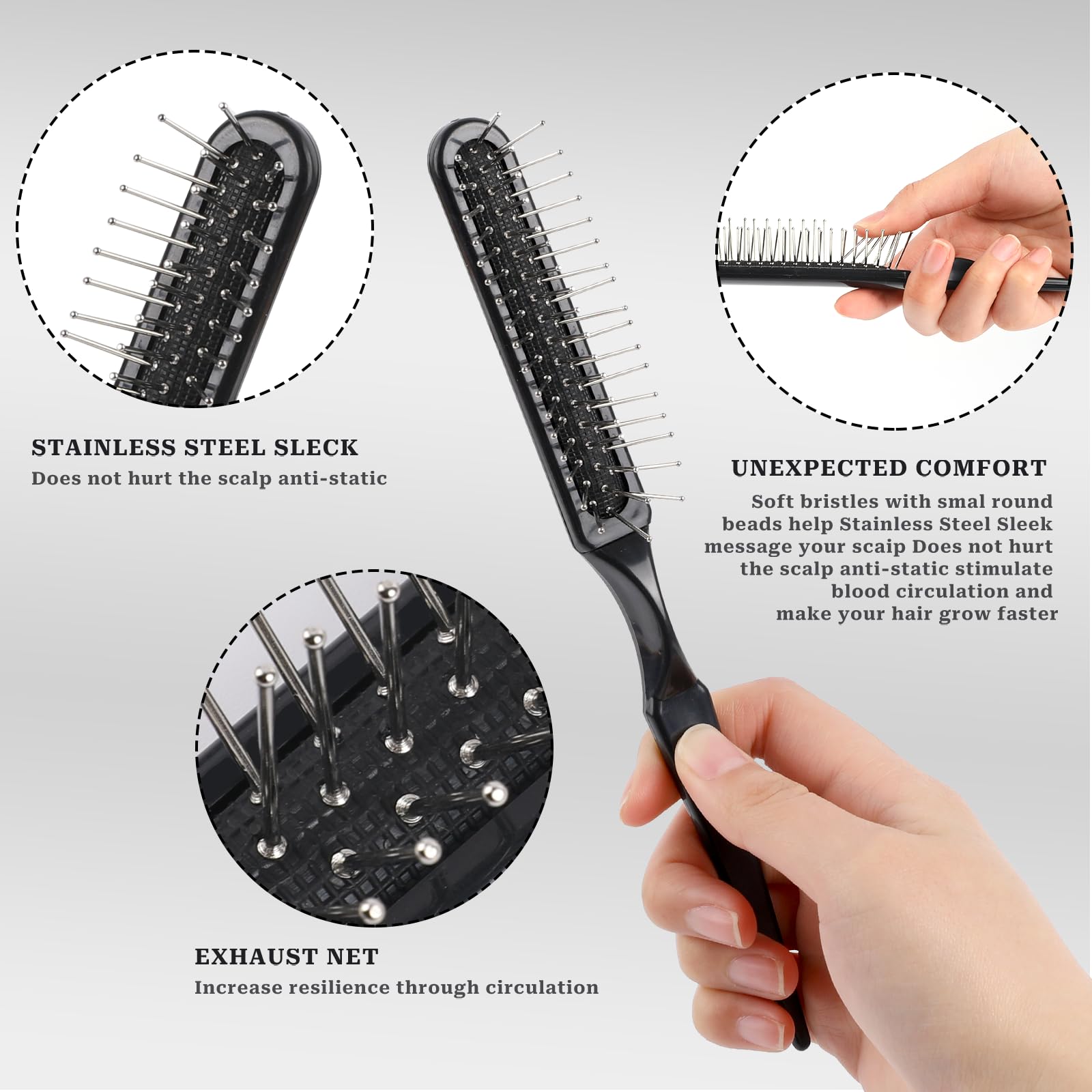 Wig Brush Set, Stainless Steel Wire Bristle Brush For Synthetic Hair, Portable Brush And Combs For Human Hair Wigs And Extension