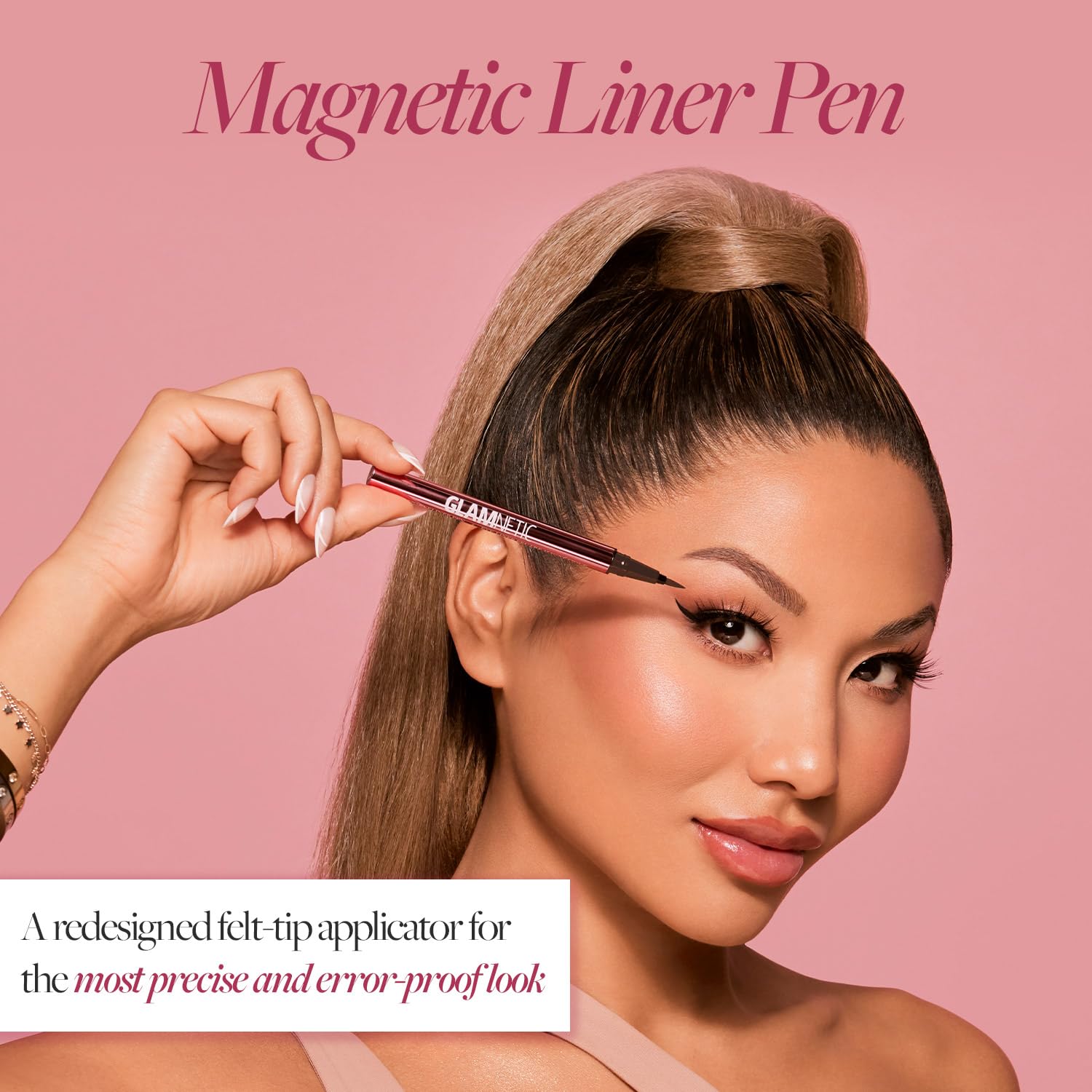 Glamnetic Felt Tip Magnetic Eyeliner Pen - Brown 0.025 Fl Oz | Brown Smudgeproof & Waterproof Eyeliner Pen, All-Day Hold For Mag