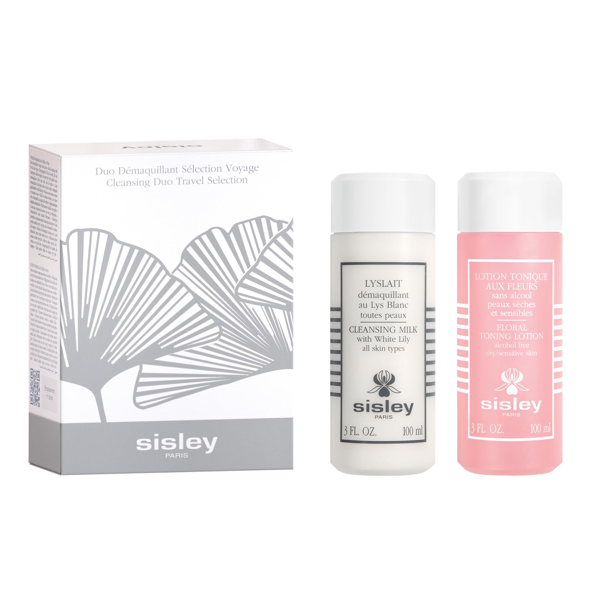 Sisley Paris Cleansing Duo Travel Selection - Includes Lyslait (100 mL) & Floral Toning Lotion (100 mL) - Removes Makeup, Cleans