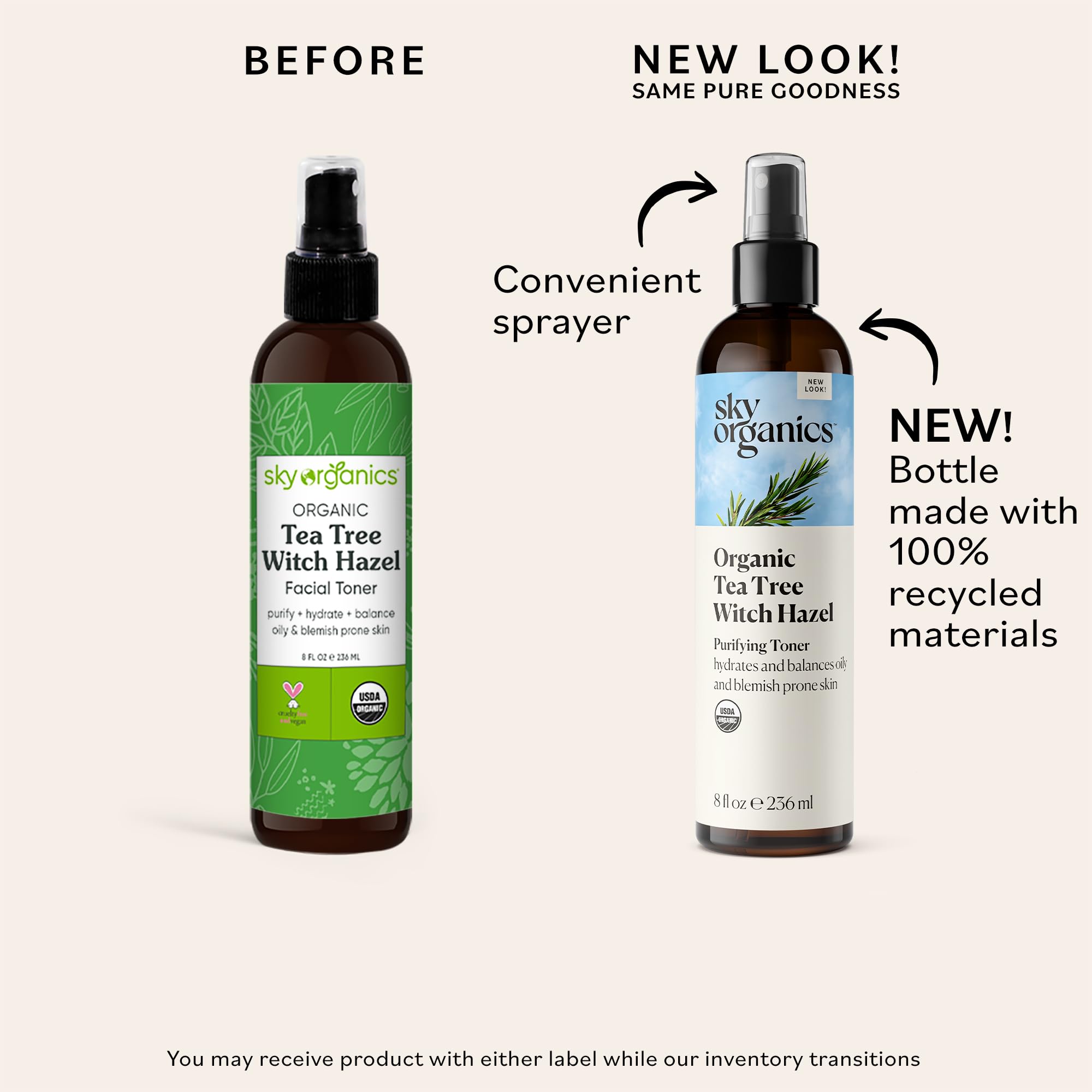 Sky Organics Organic Tea Tree & Witch Hazel Facial Toner, 8 fl oz - Purifying, Hydrating for Blemish-Prone Skin, Minimizes Pores