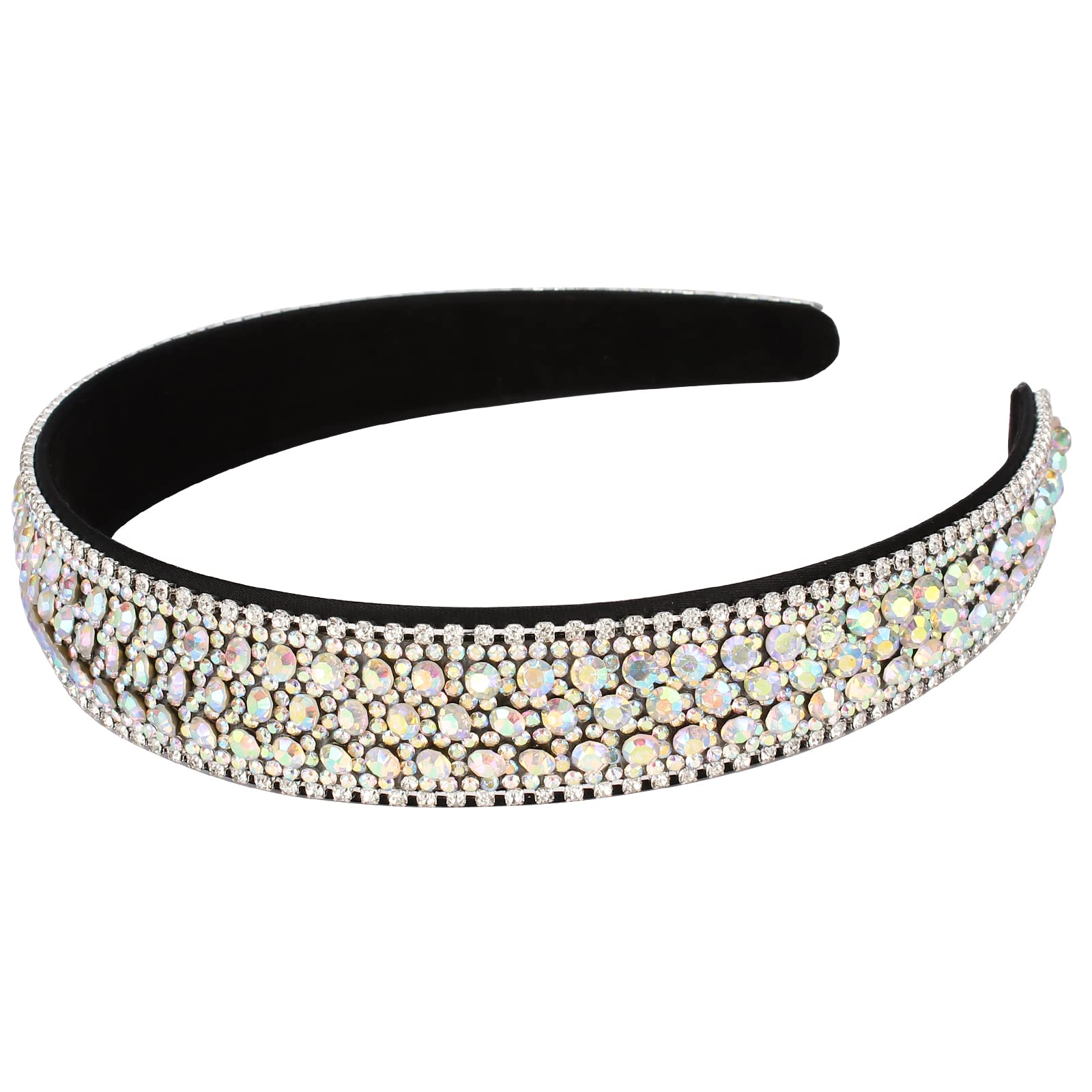 Wecoe Silver Rhinestone Headband for Women and Girls, Colorful Bling Sparkly Crystal Diamond Hair Band, Formal Hair Accessories