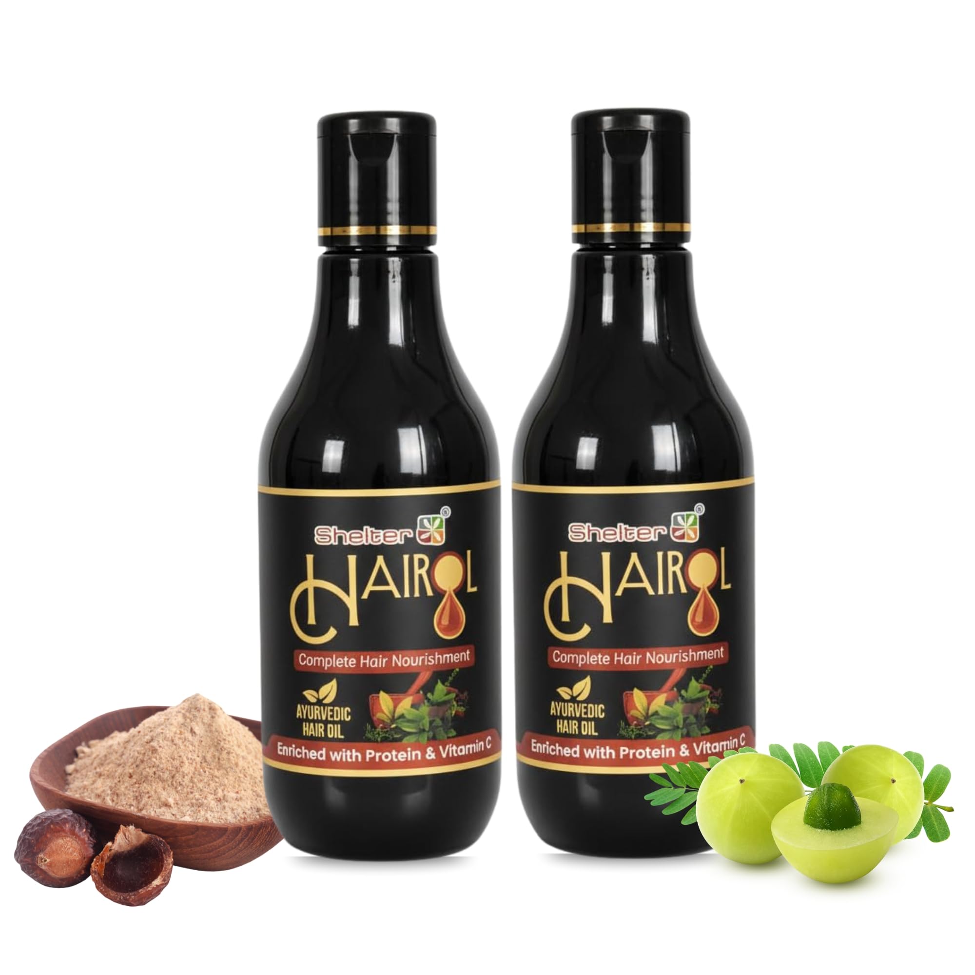Shelter Hairol Ayurvedic Herbal Hair Oil For Hair Fall Control, Dandruff & Premature Greying | Natural Hair Growth & Conditionin