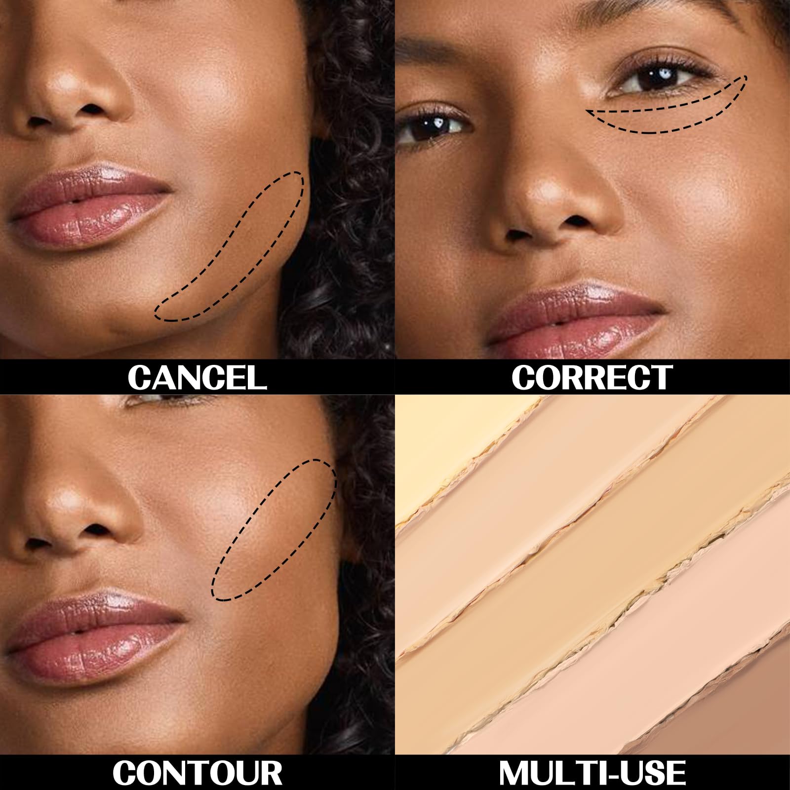 Falocutus 5 In 1 Multi-Use Correcting Concealer Palette,Waterproof Long Lasting Contour Palette,Professional Creamy Concealer Ki